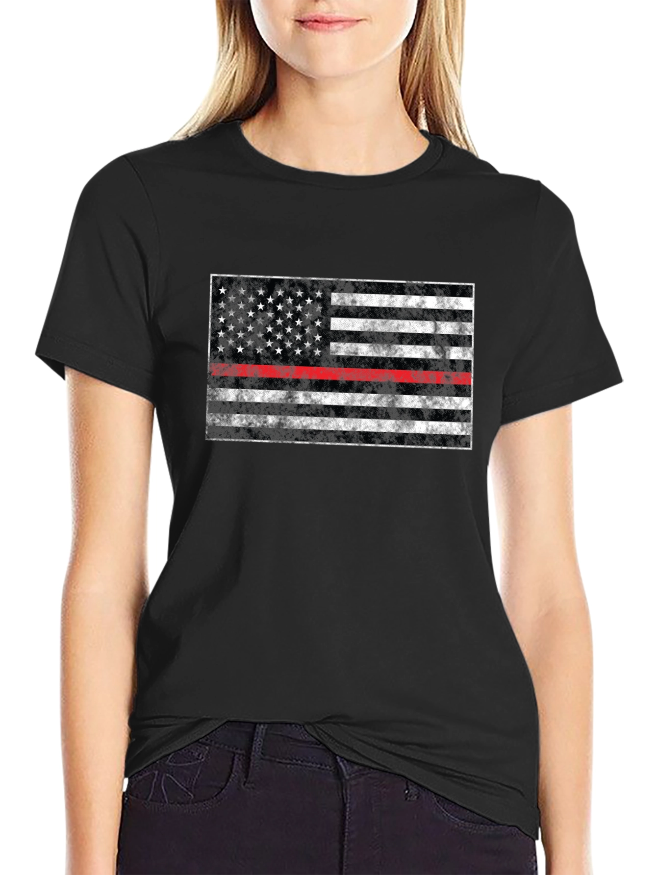 Thin Red Line American Flag Graphic Tee