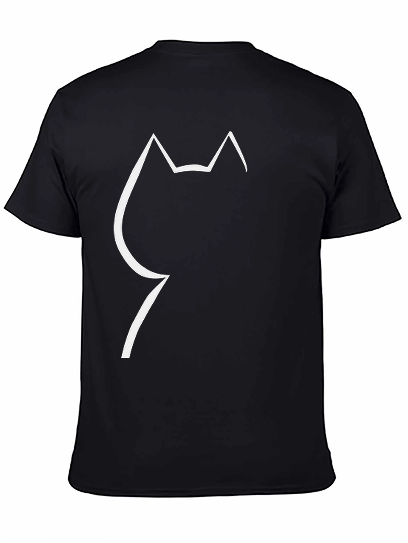 Minimalist Cat Silhouette Black T-Shirt