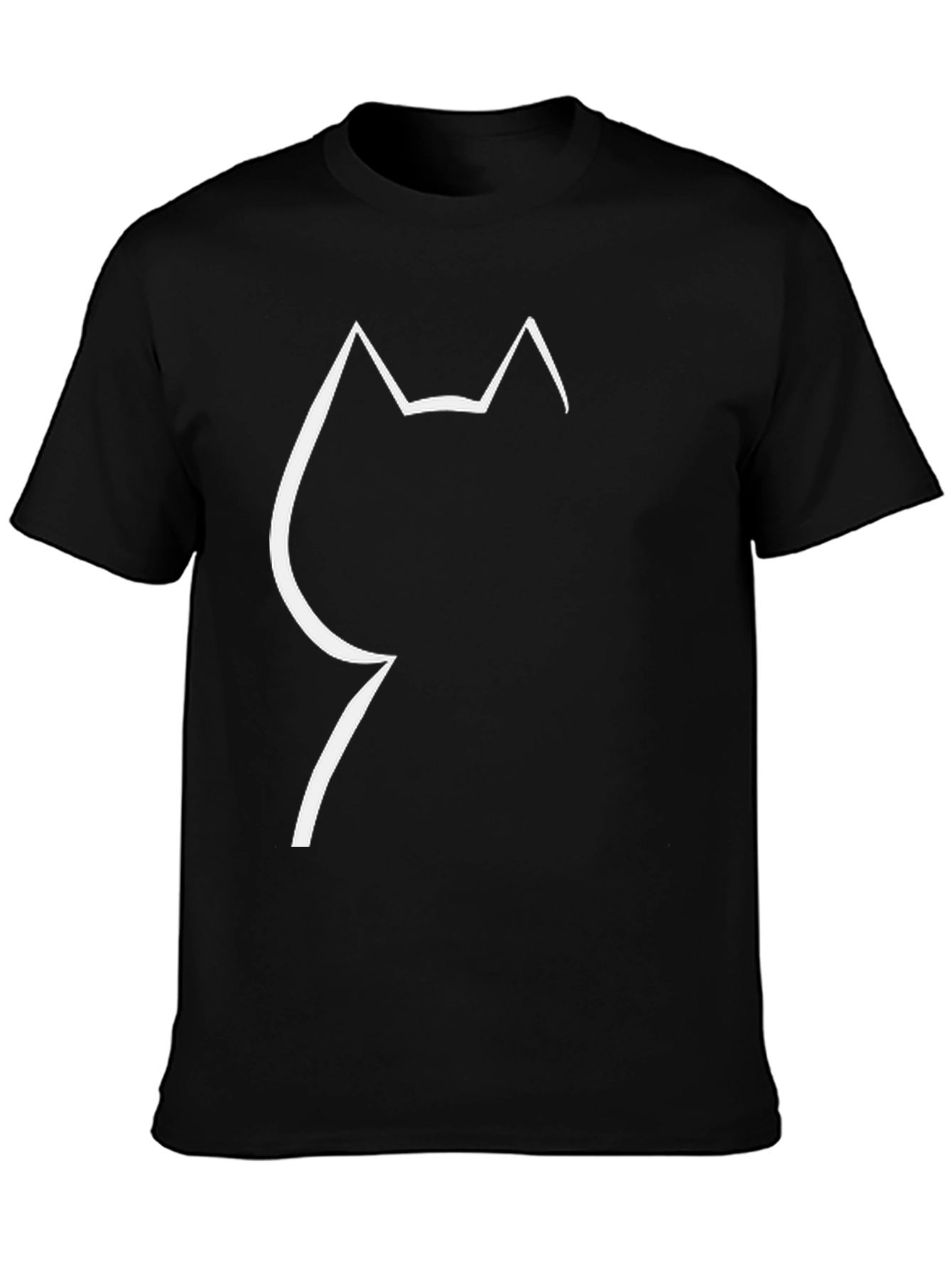 Minimalist Cat Silhouette Black T-Shirt