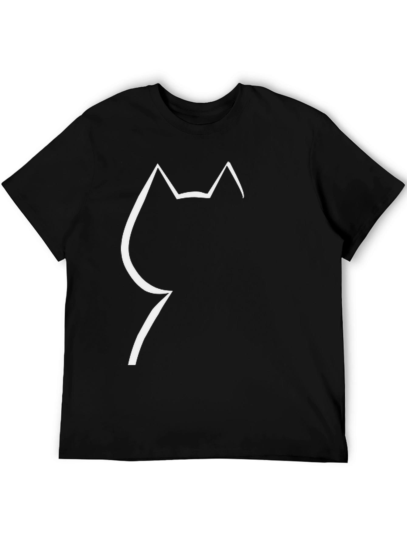 Minimalist Cat Silhouette Black T-Shirt