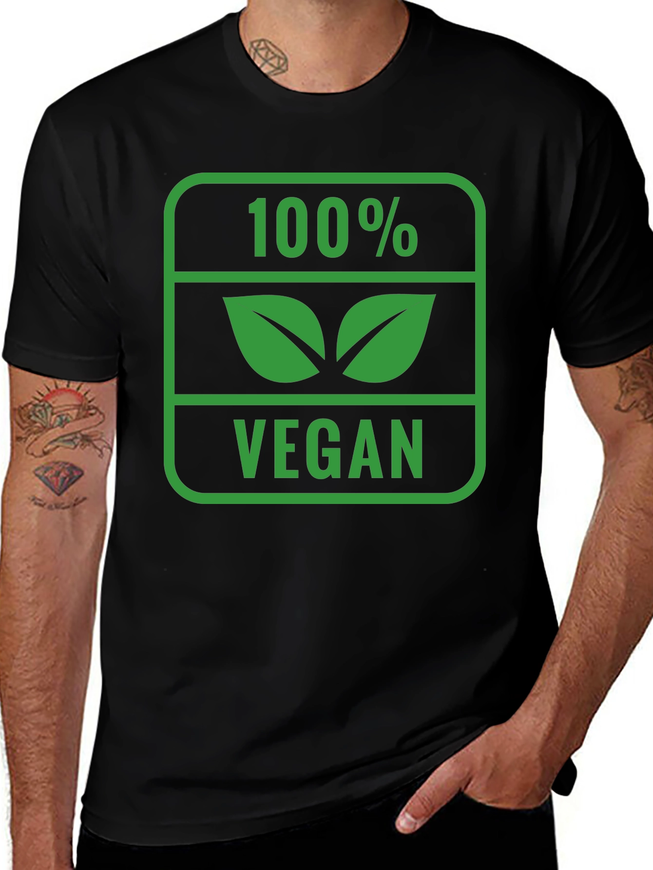 100% Vegan Graphic Tee - Black