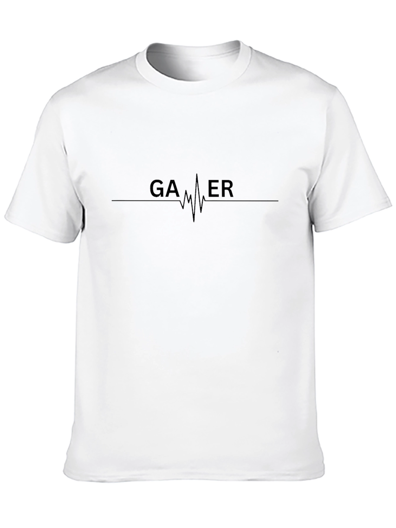 Gamer Heartbeat Graphic Tee - Black Crew Neck T-Shirt