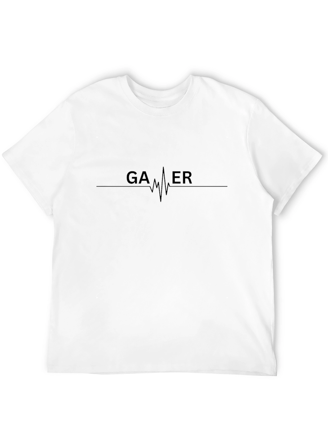 Gamer Heartbeat Graphic Tee - Black Crew Neck T-Shirt