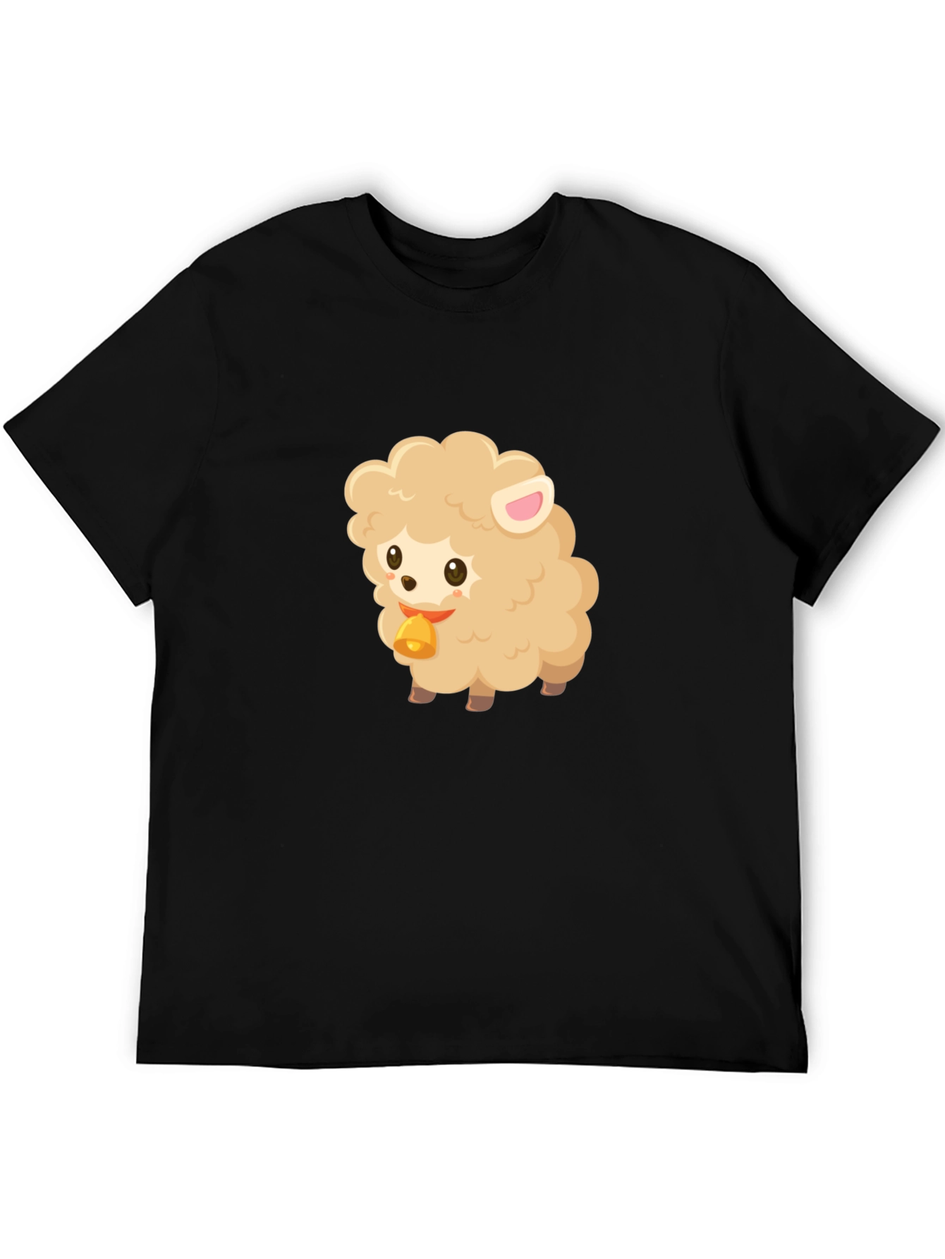 Cute Sheep Graphic Tee - Black Cotton Blend
