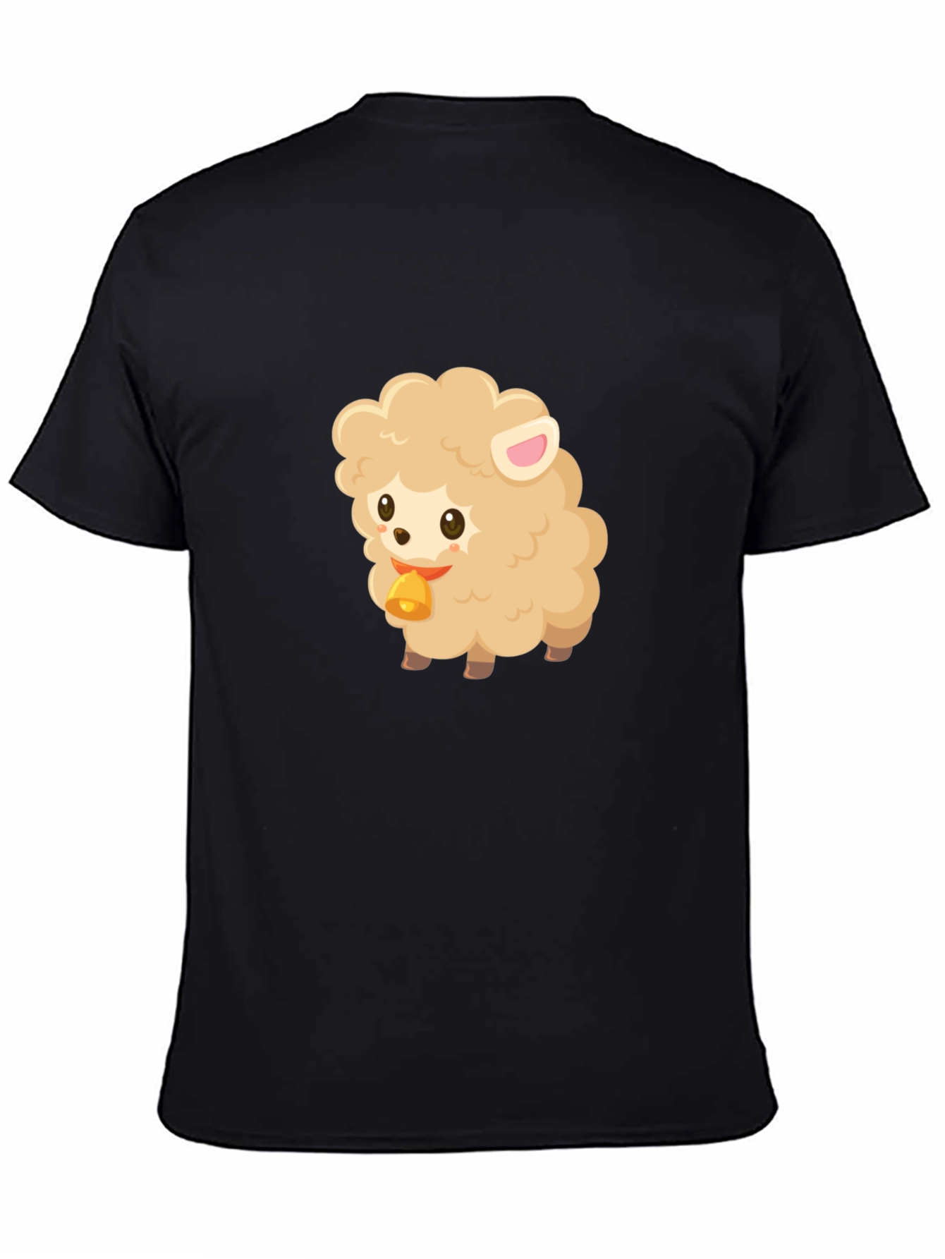 Cute Sheep Graphic Tee - Black Cotton Blend