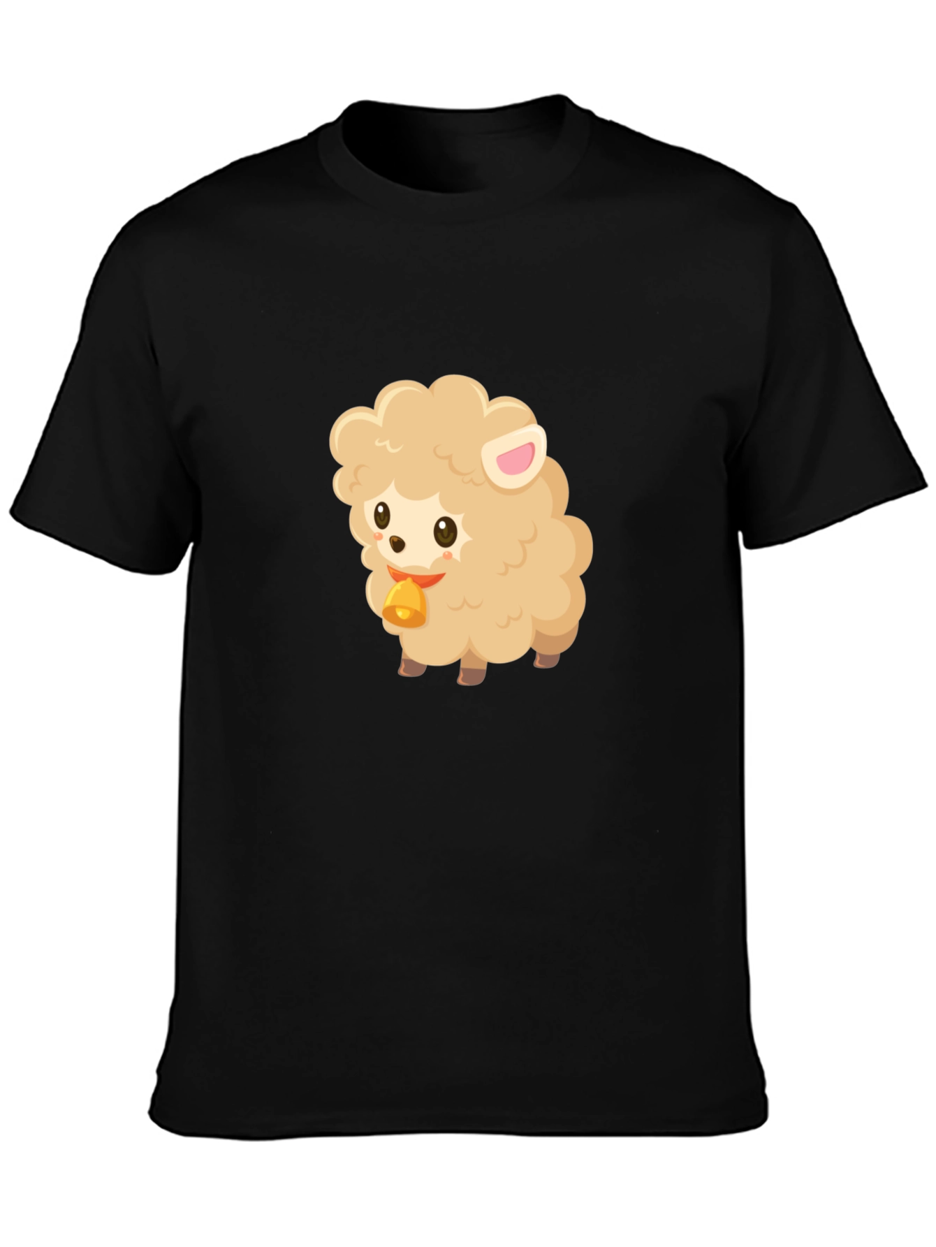 Cute Sheep Graphic Tee - Black Cotton Blend