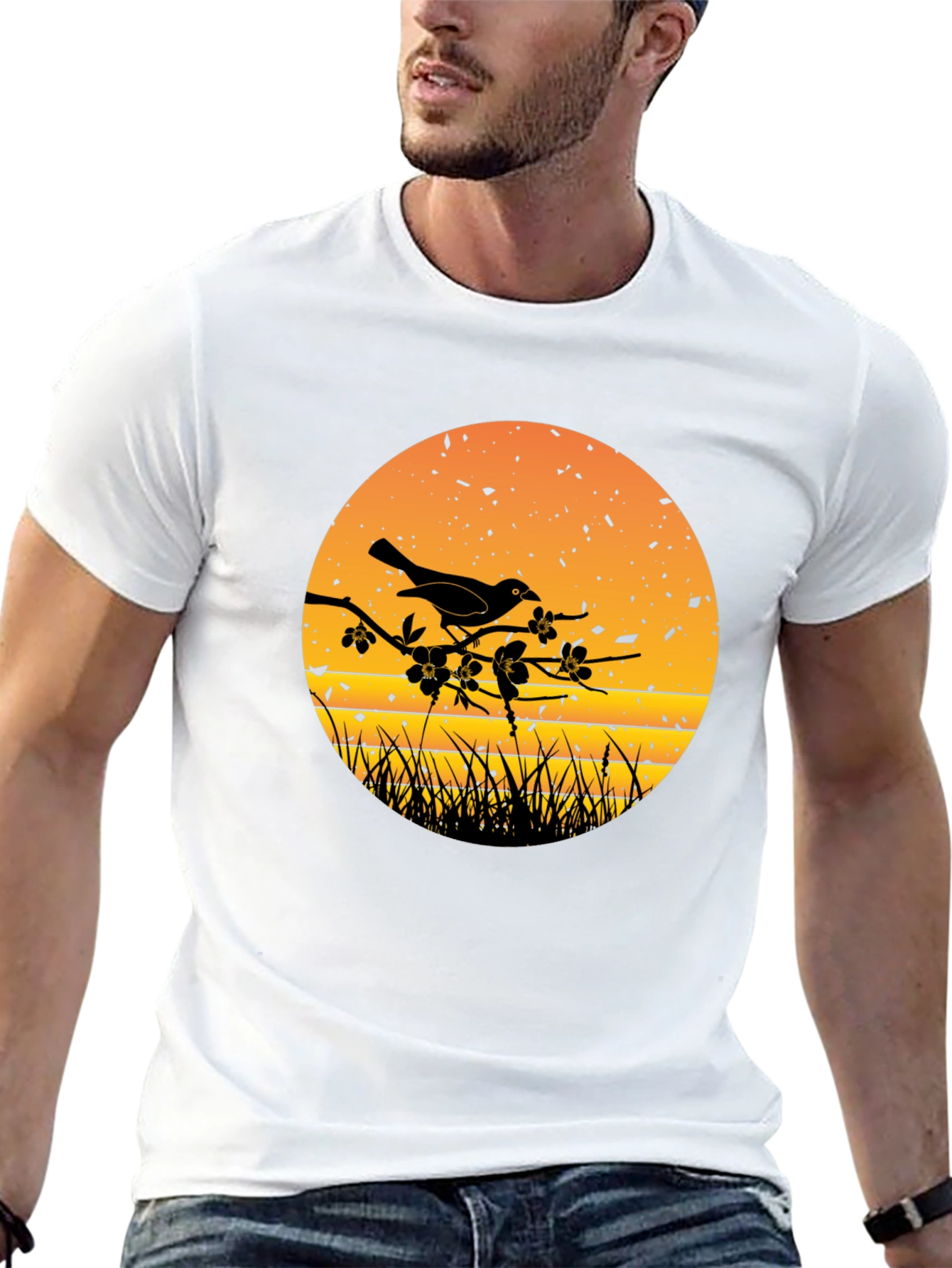 Bird on Branch Silhouette Graphic Tee