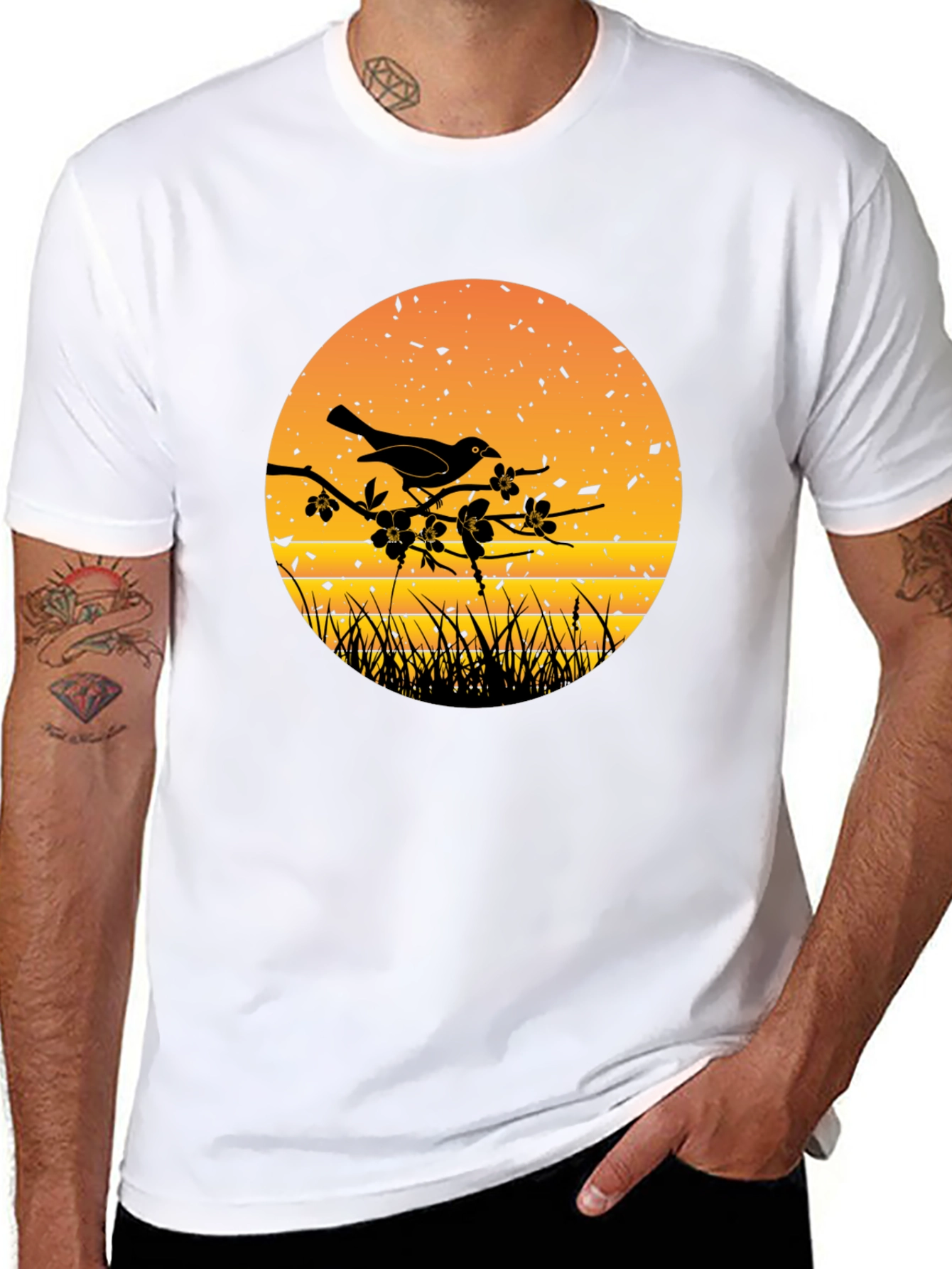 Bird on Branch Silhouette Graphic Tee