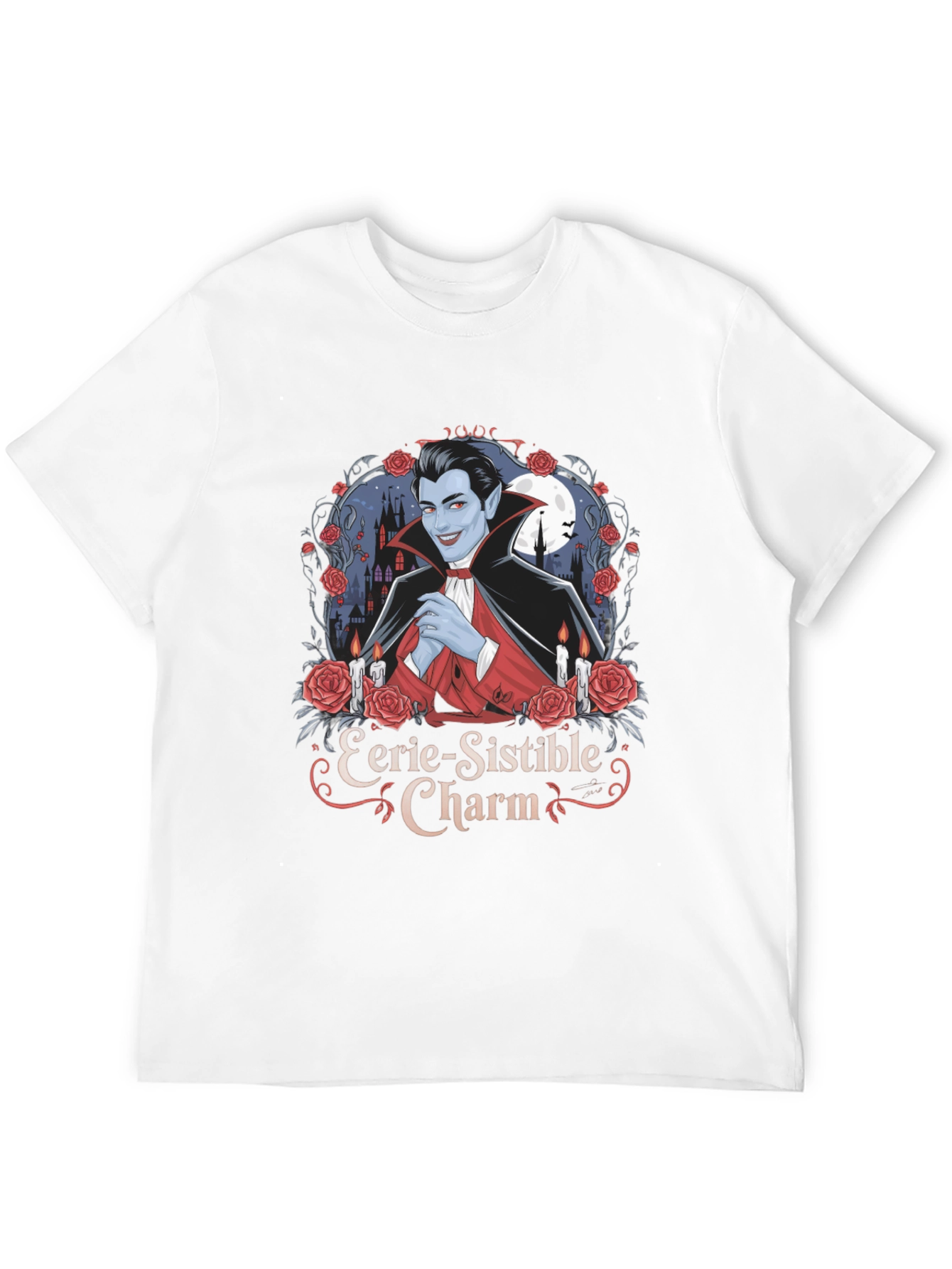 Eerie-Sistible Charm Vampire Graphic T-Shirt