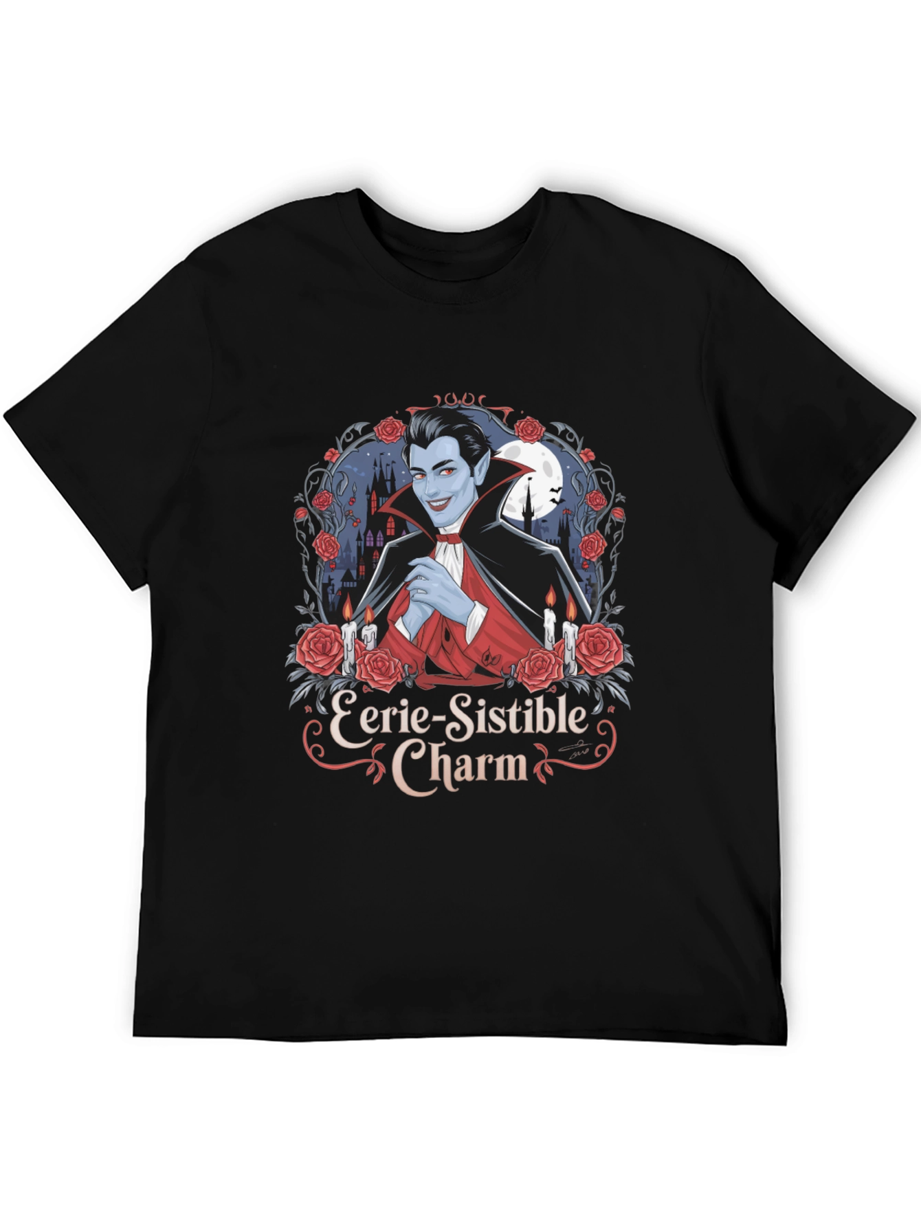 Eerie-Sistible Charm Vampire Graphic T-Shirt