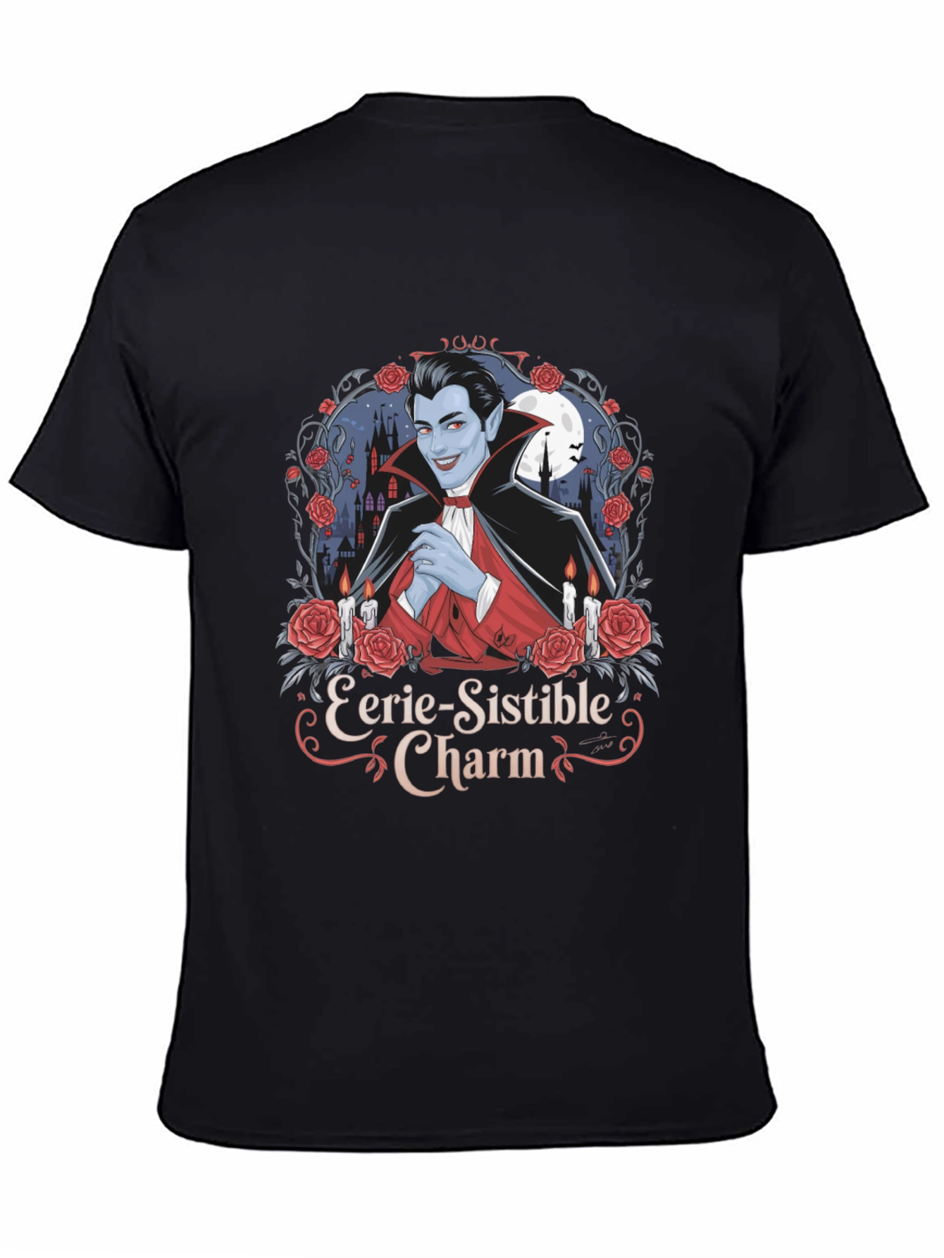 Eerie-Sistible Charm Vampire Graphic T-Shirt