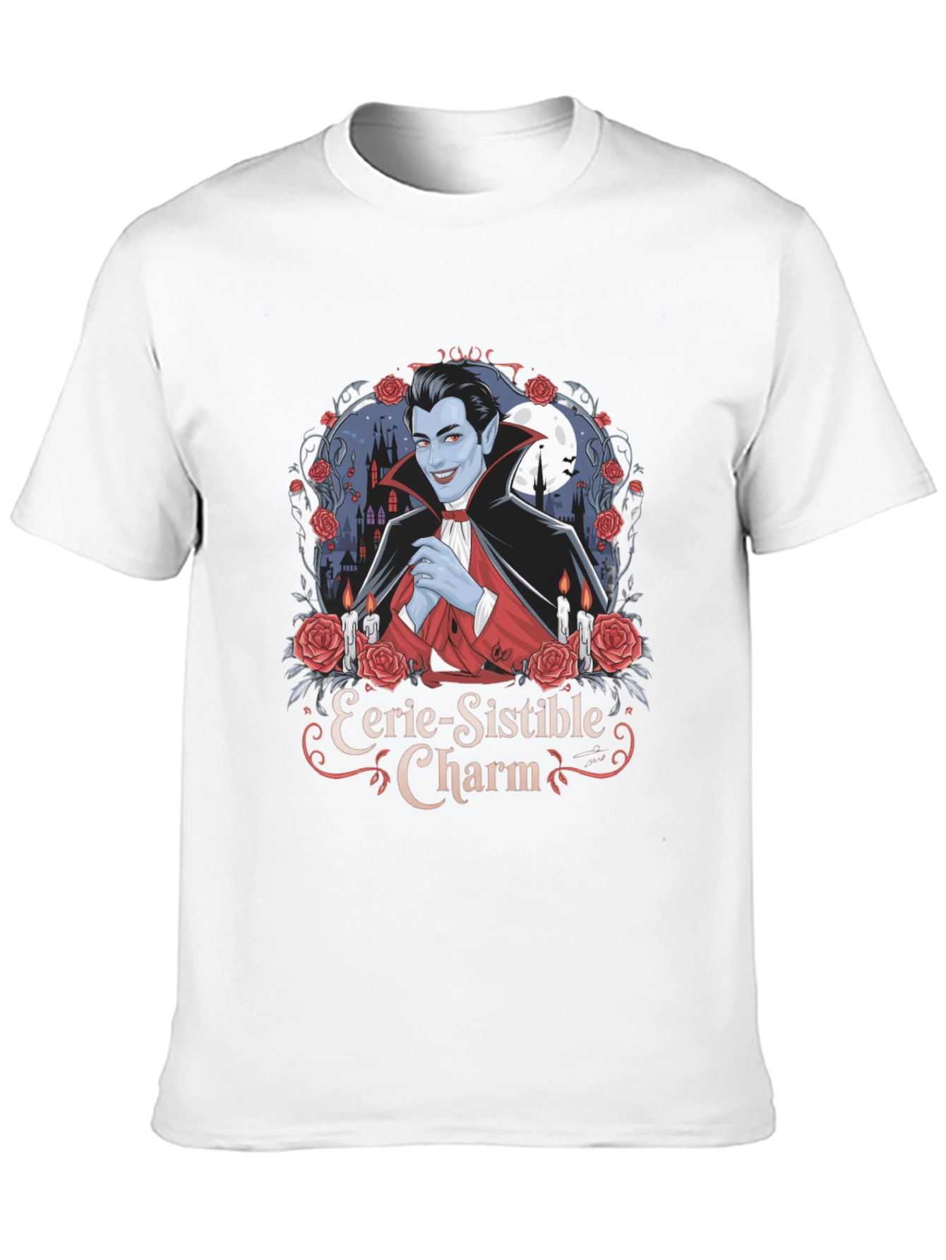 Eerie-Sistible Charm Vampire Graphic T-Shirt