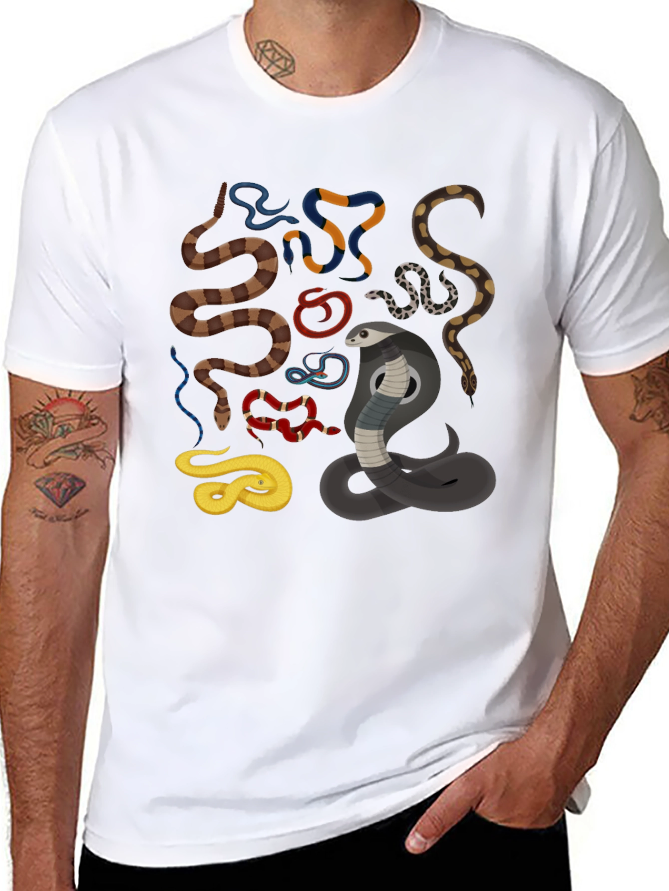 Mens Snake Graphic Black T-Shirt