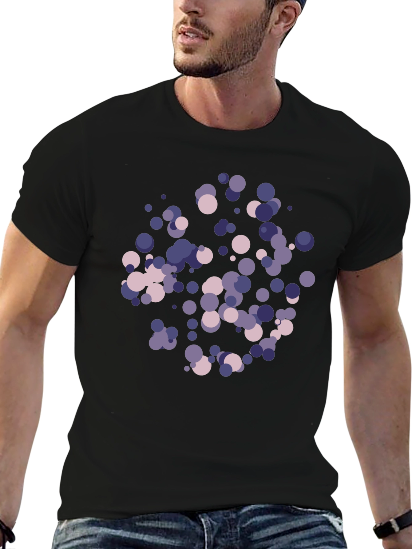 Abstract Dot Print Black T-Shirt