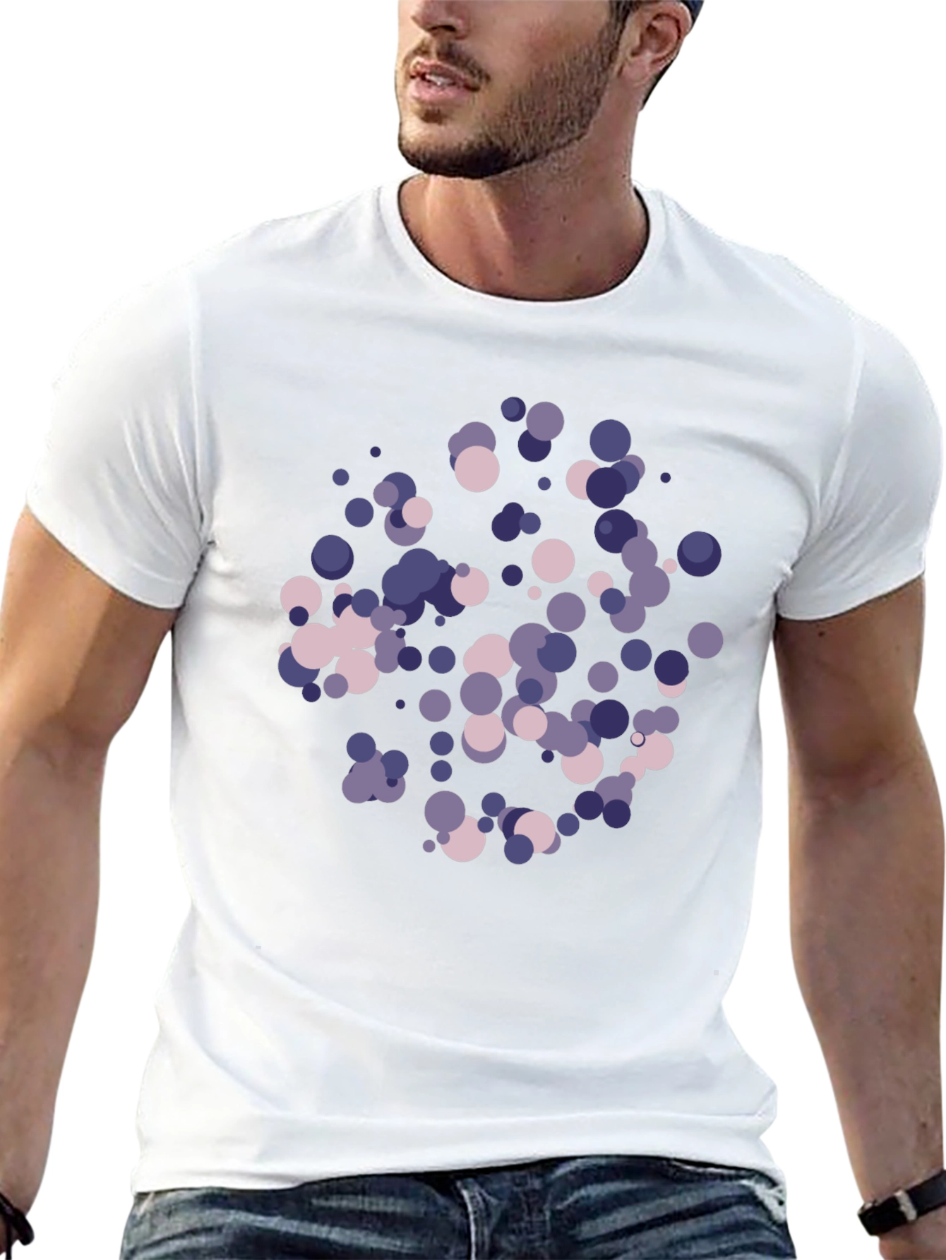 Abstract Dot Print Black T-Shirt