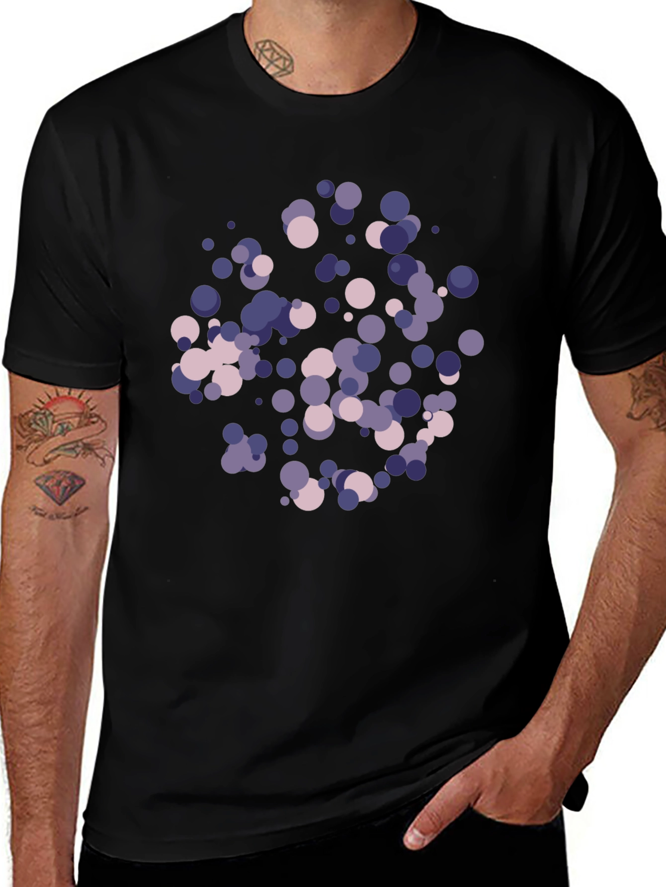 Abstract Dot Print Black T-Shirt