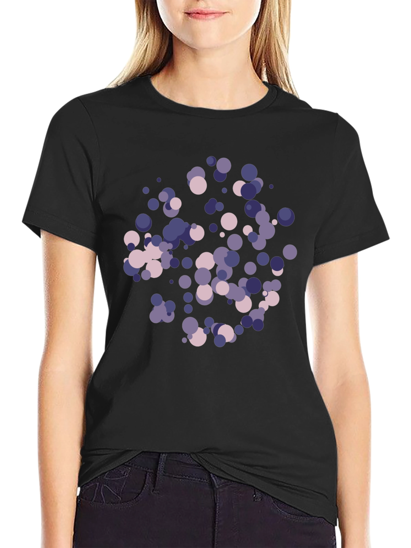 Abstract Dot Print Black T-Shirt