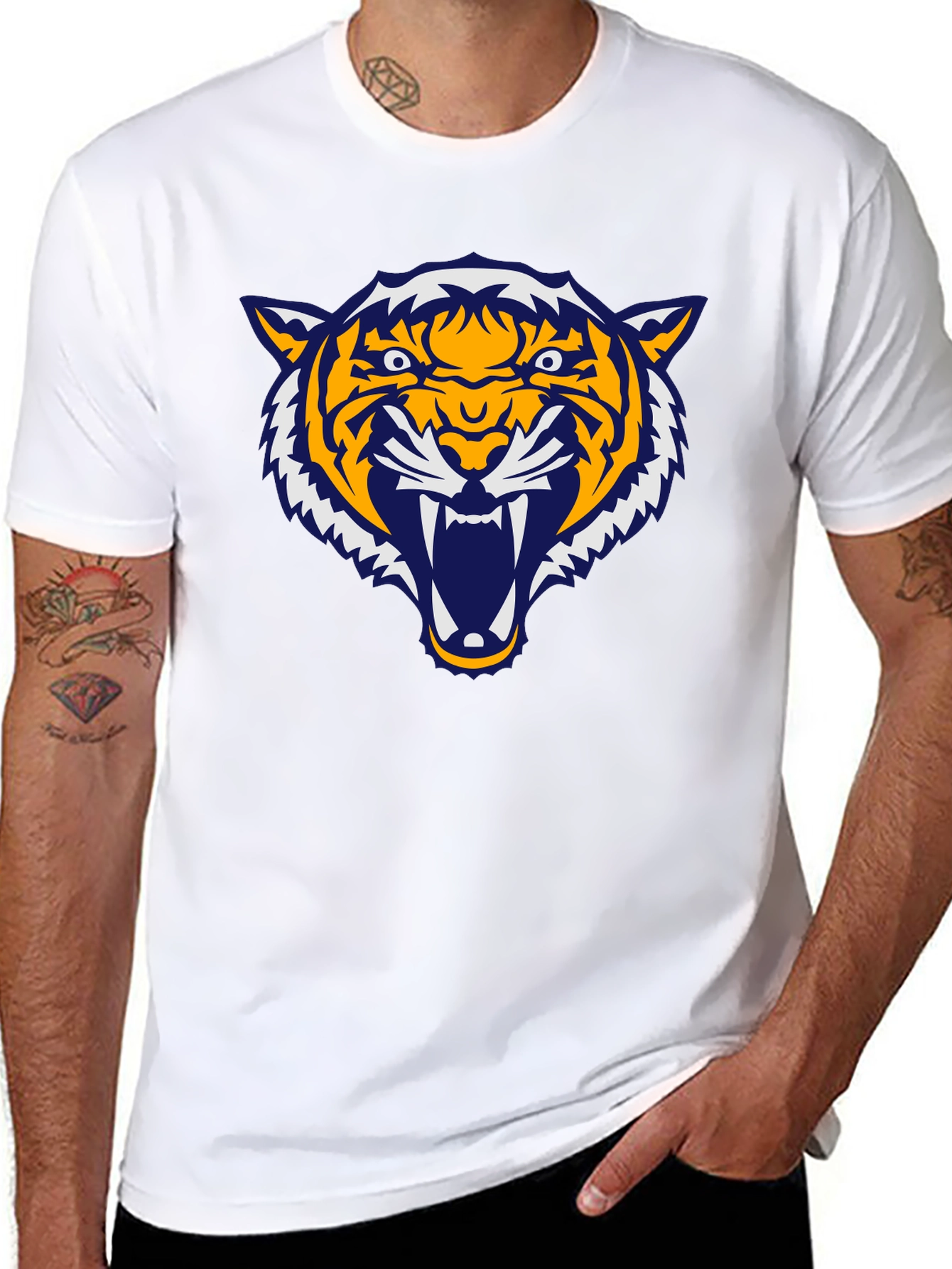Bold Tiger Graphic Tee - Black Cotton Comfort