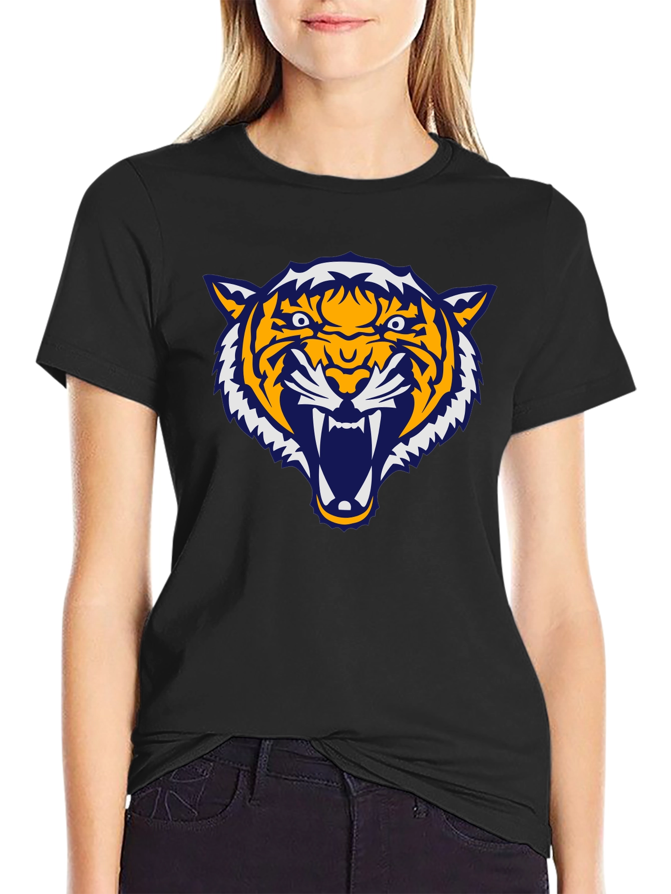 Bold Tiger Graphic Tee - Black Cotton Comfort