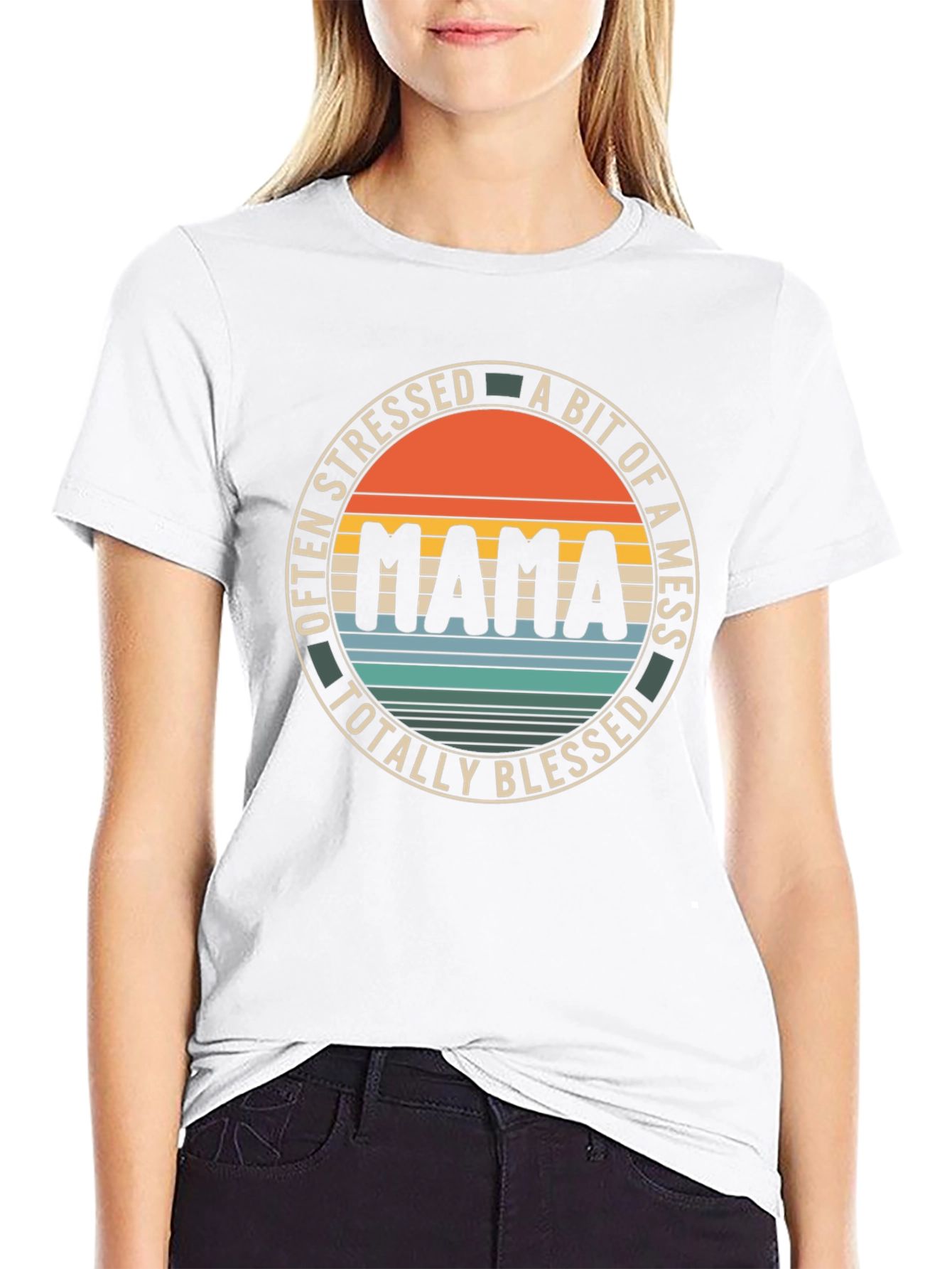 Mama Stressed Mess Blessed Graphic Tee