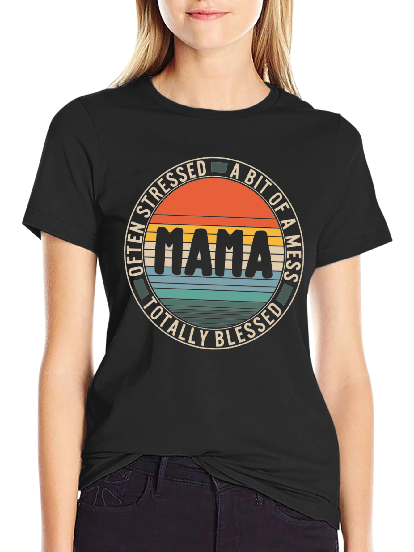 Mama Stressed Mess Blessed Graphic Tee