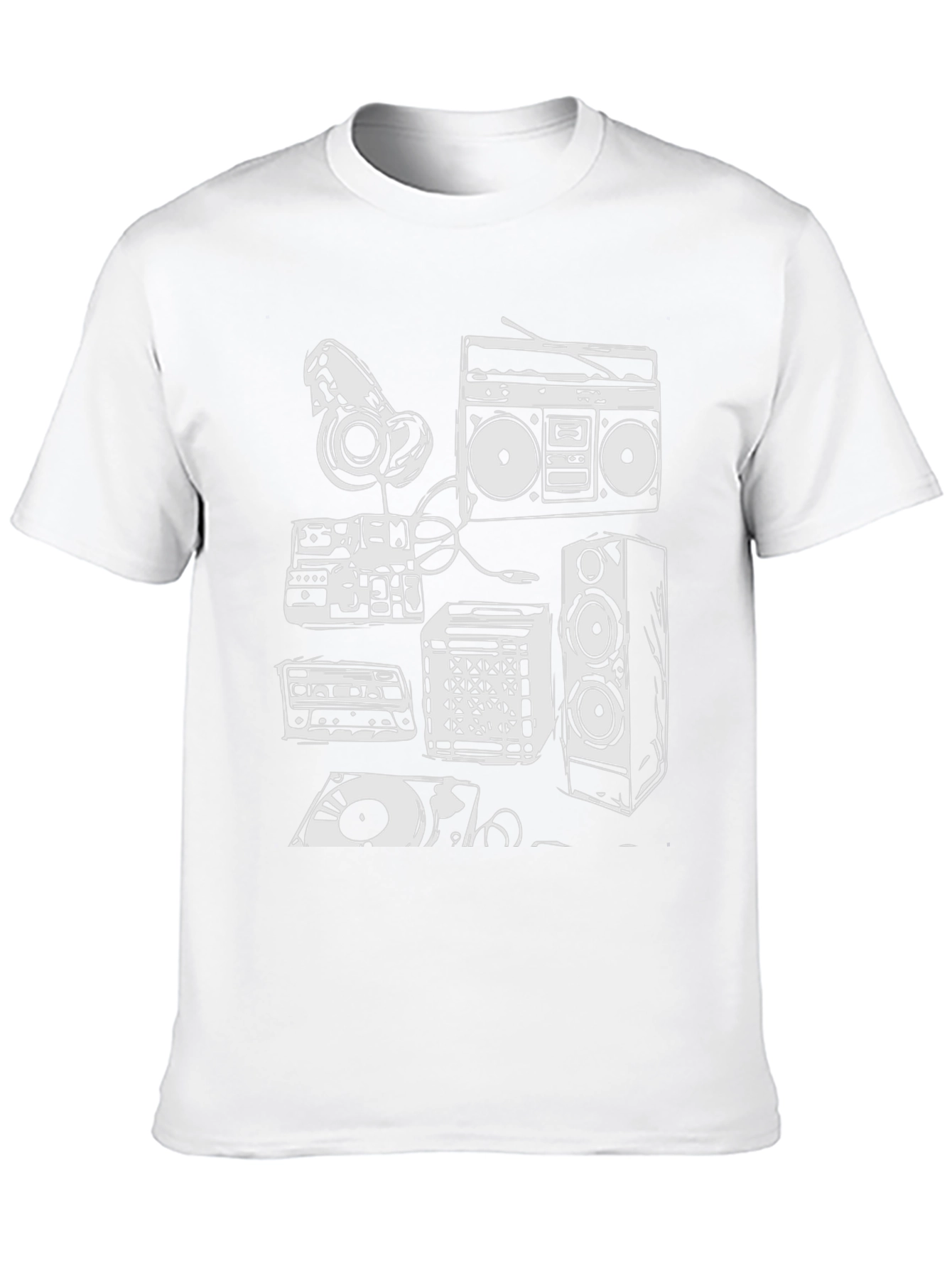 Retro Music Lover T-Shirt - Boombox Headphones Vinyl