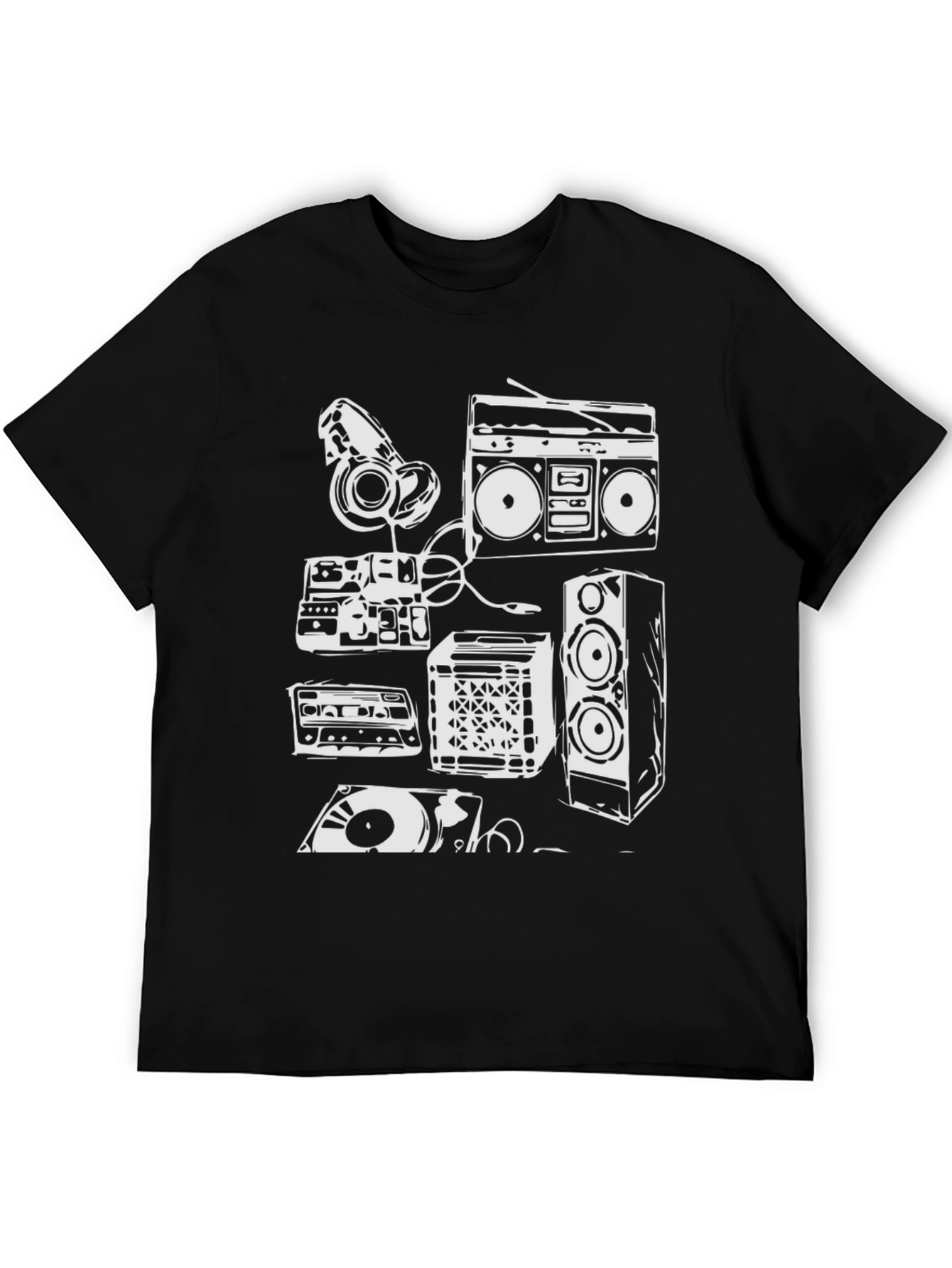 Retro Music Lover T-Shirt - Boombox Headphones Vinyl