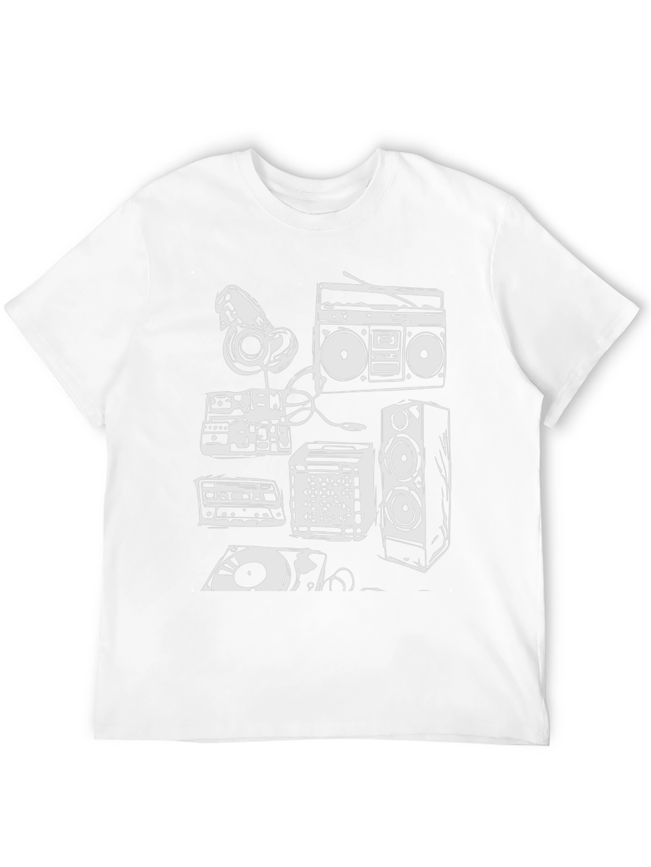 Retro Music Lover T-Shirt - Boombox Headphones Vinyl