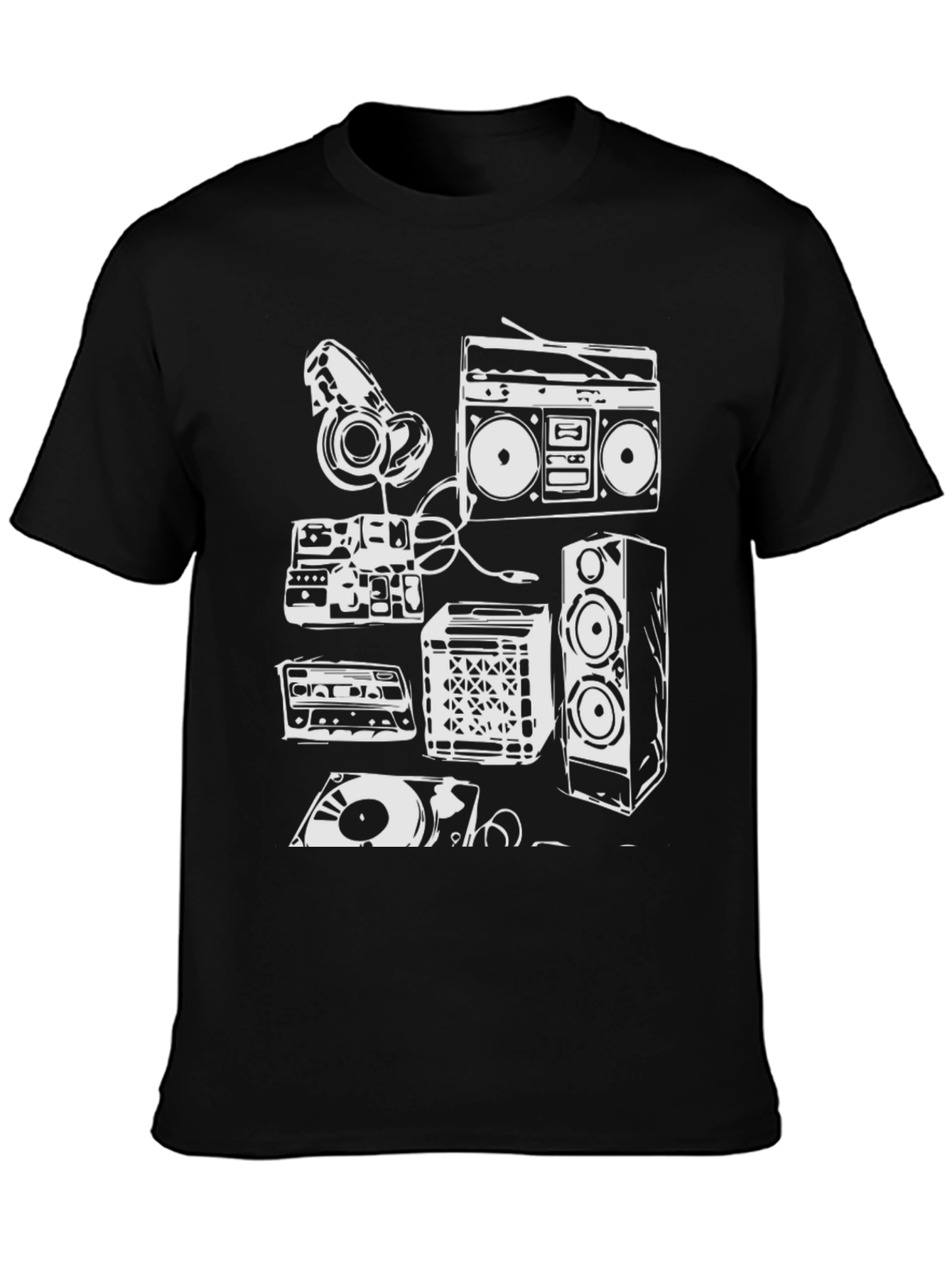 Retro Music Lover T-Shirt - Boombox Headphones Vinyl