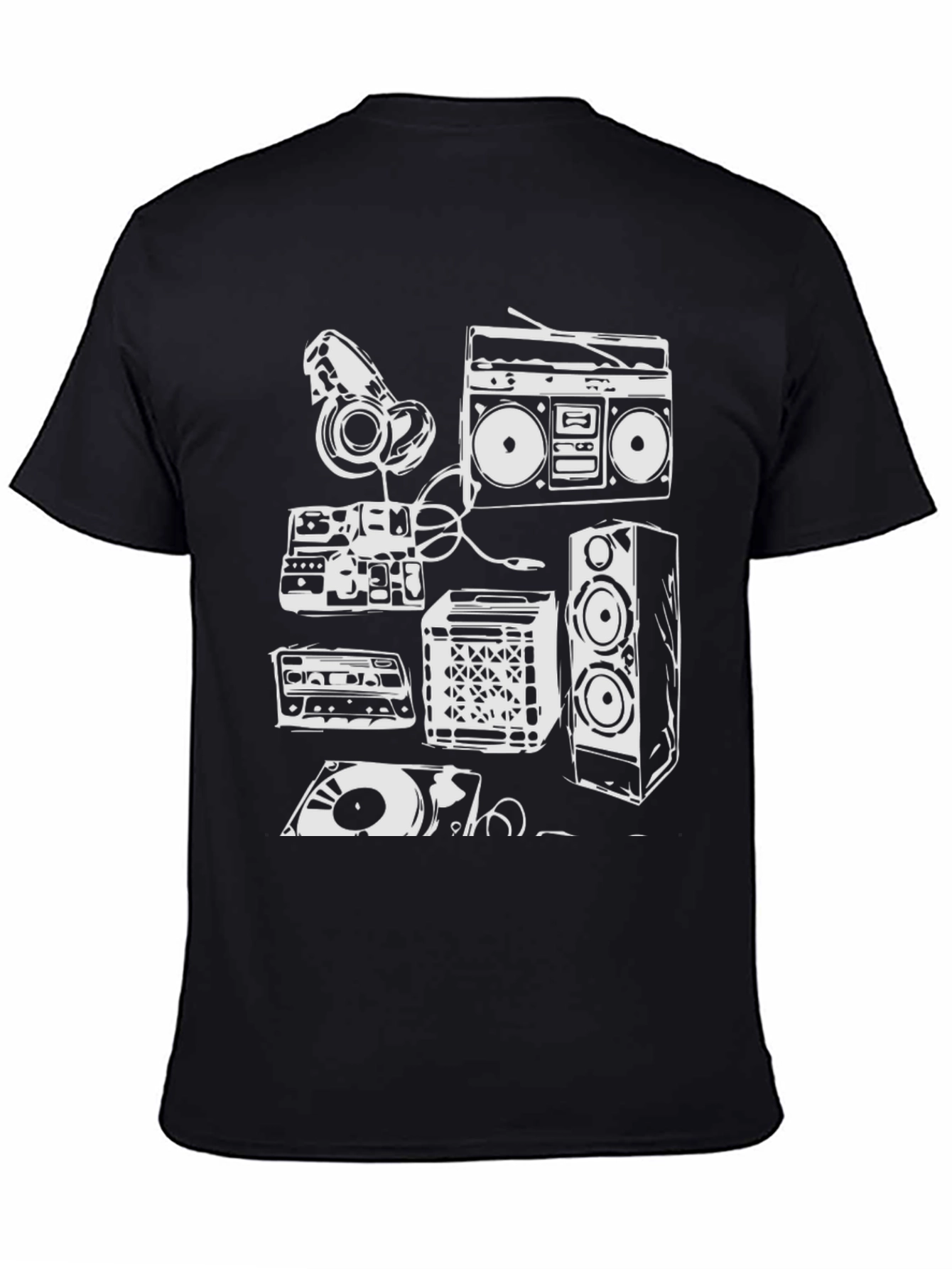 Retro Music Lover T-Shirt - Boombox Headphones Vinyl