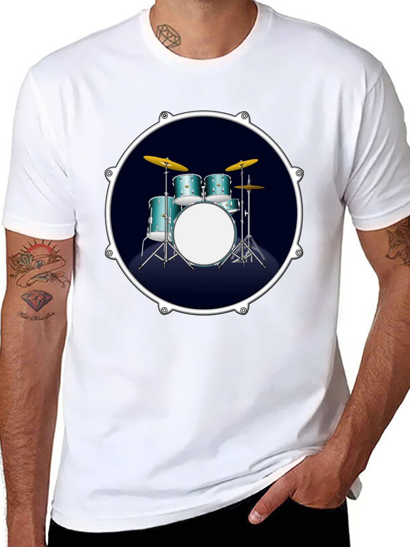 Drum Set Graphic Tee - Rock Music T-Shirt