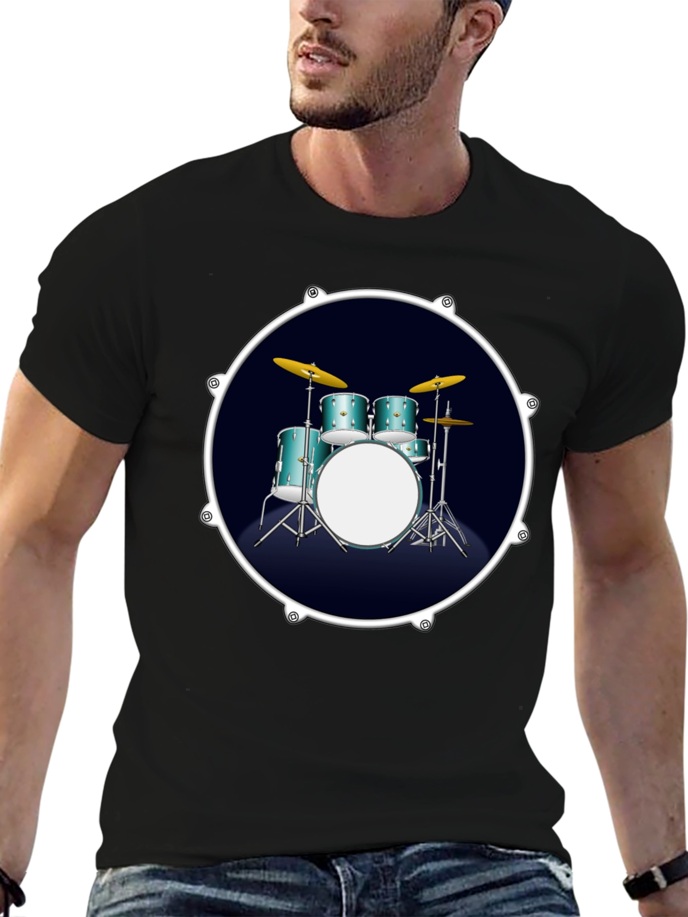 Drum Set Graphic Tee - Rock Music T-Shirt