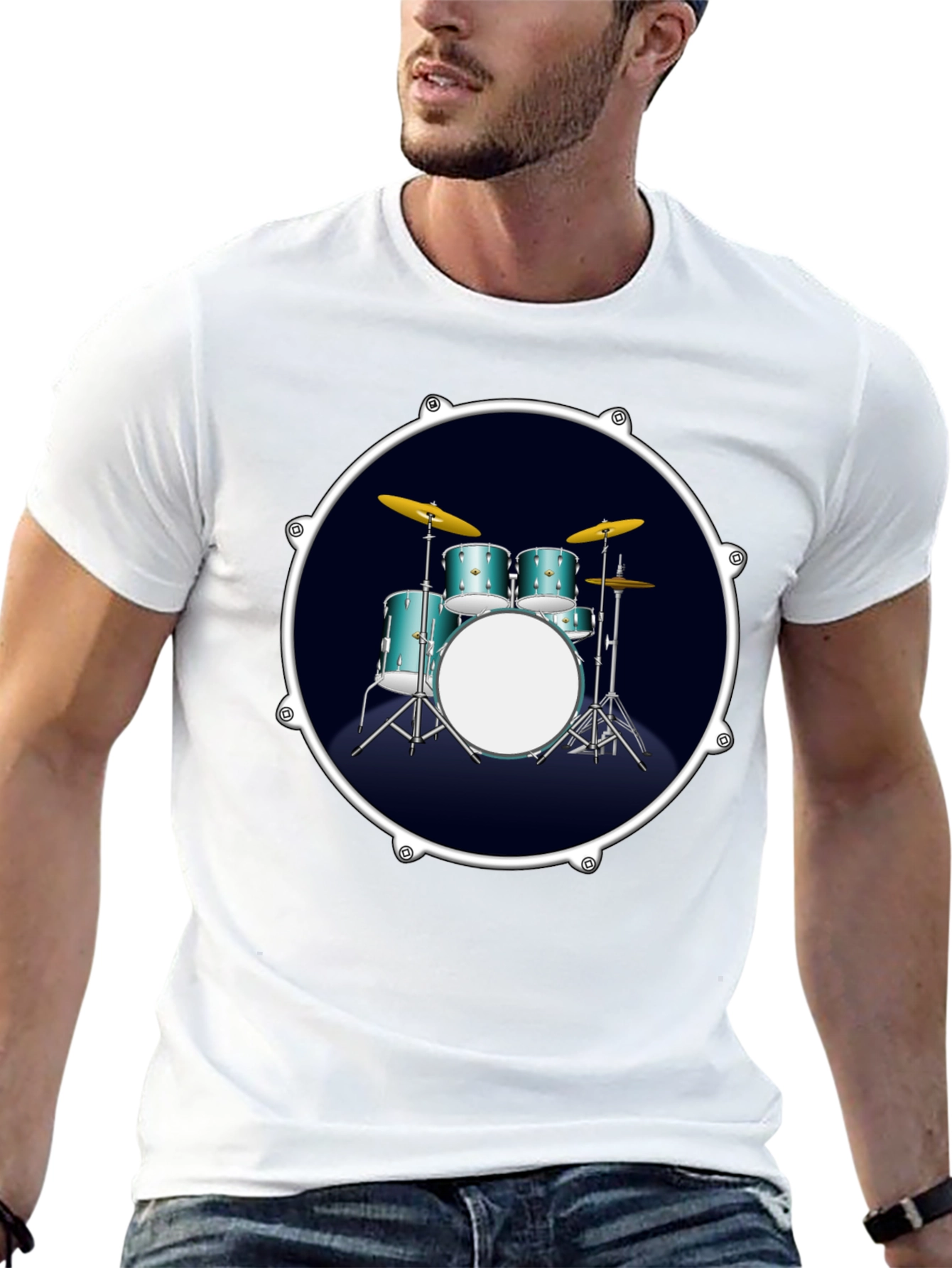 Drum Set Graphic Tee - Rock Music T-Shirt