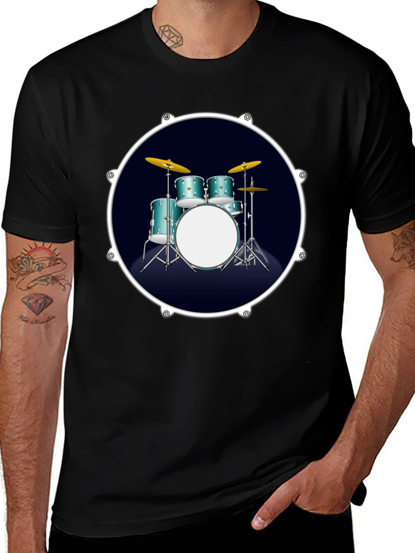 Drum Set Graphic Tee - Rock Music T-Shirt