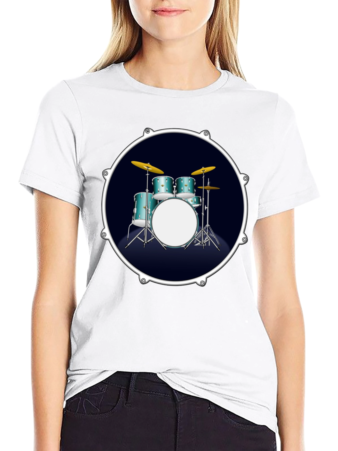 Drum Set Graphic Tee - Rock Music T-Shirt