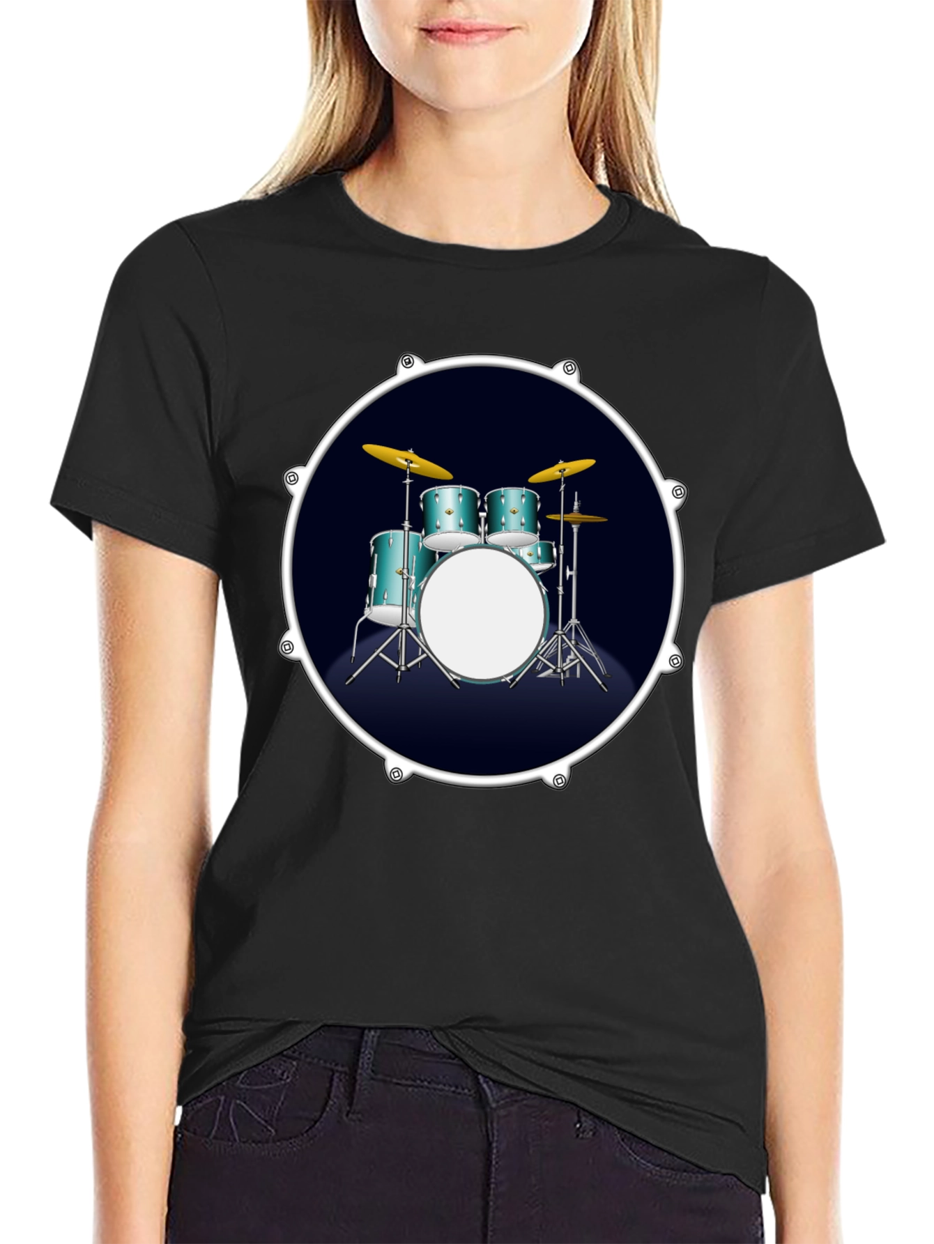 Drum Set Graphic Tee - Rock Music T-Shirt