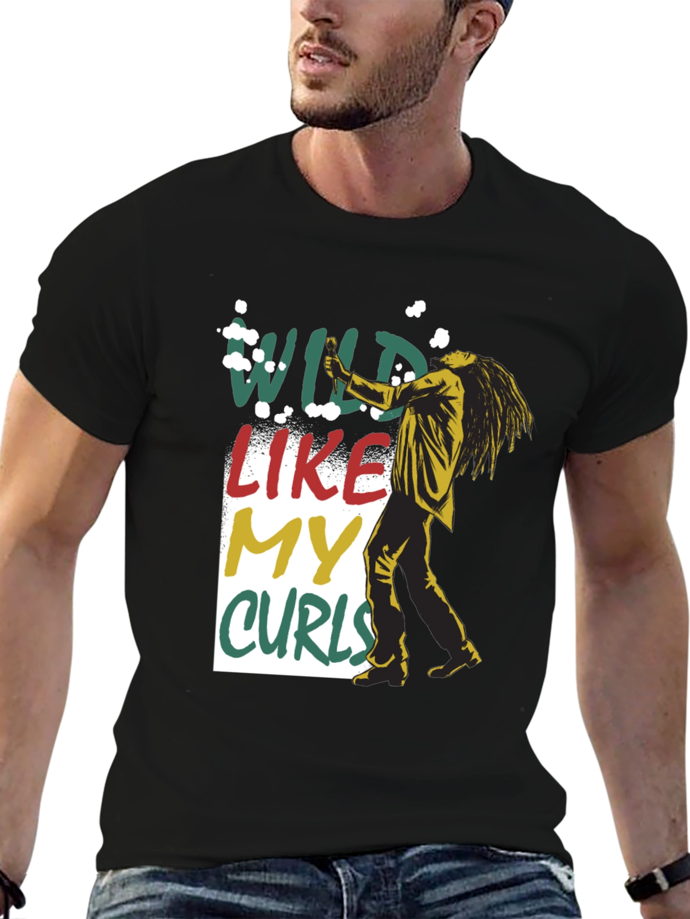 Wild Like My Curls T-Shirt - Black Graphic Tee