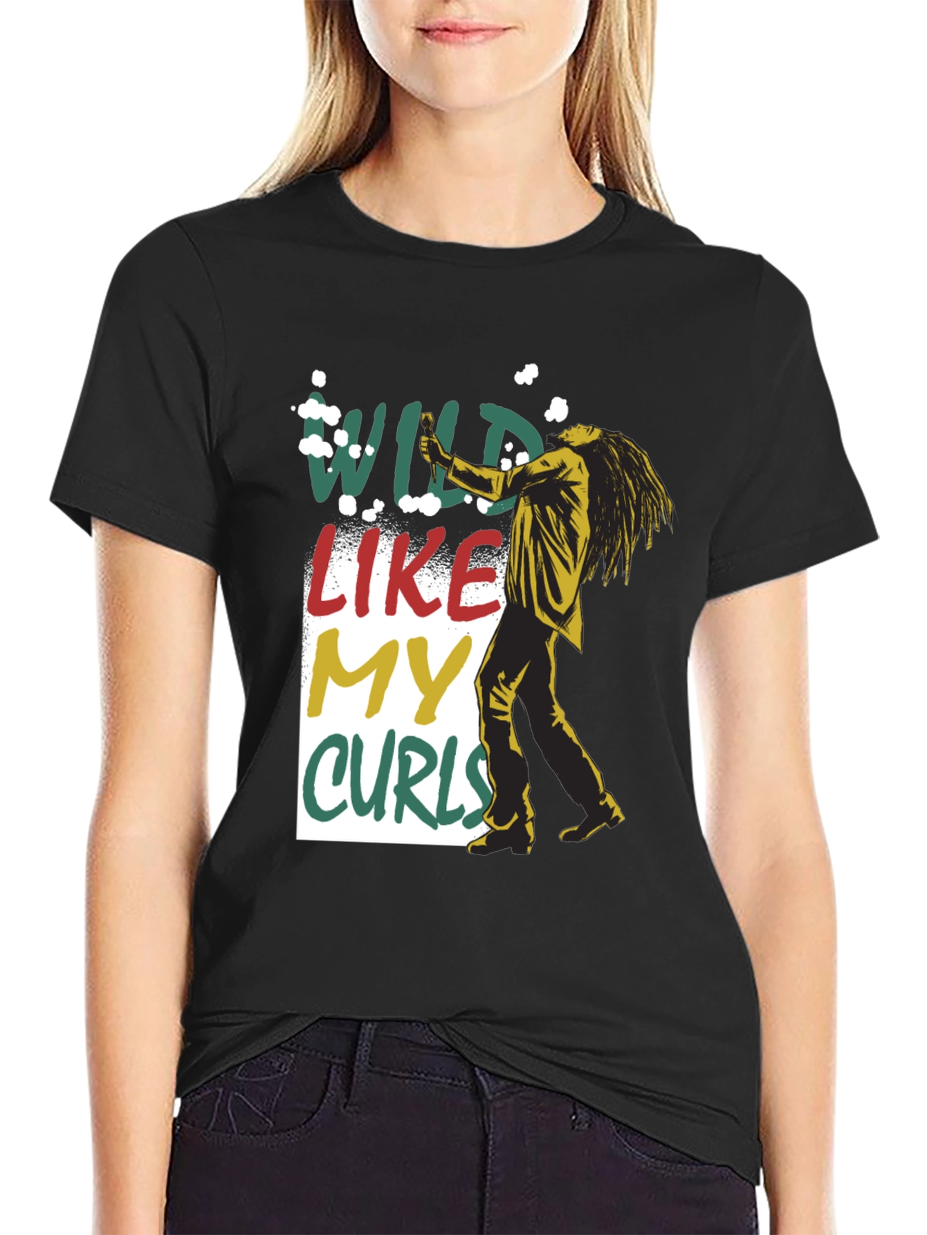 Wild Like My Curls T-Shirt - Black Graphic Tee