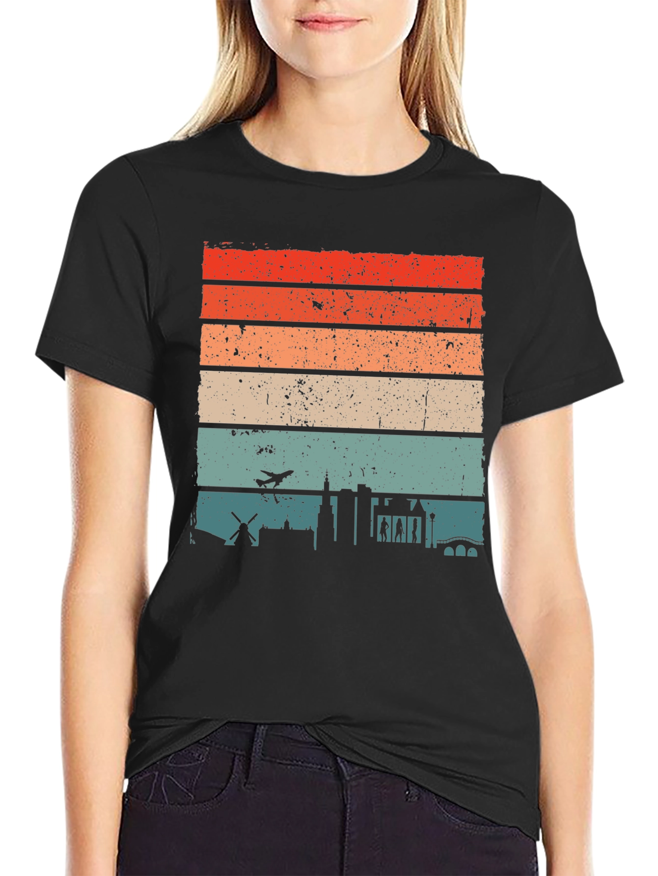 Retro Cityscape Mens T-Shirt