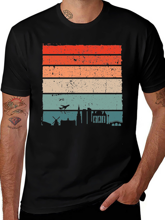 Retro Cityscape Mens T-Shirt