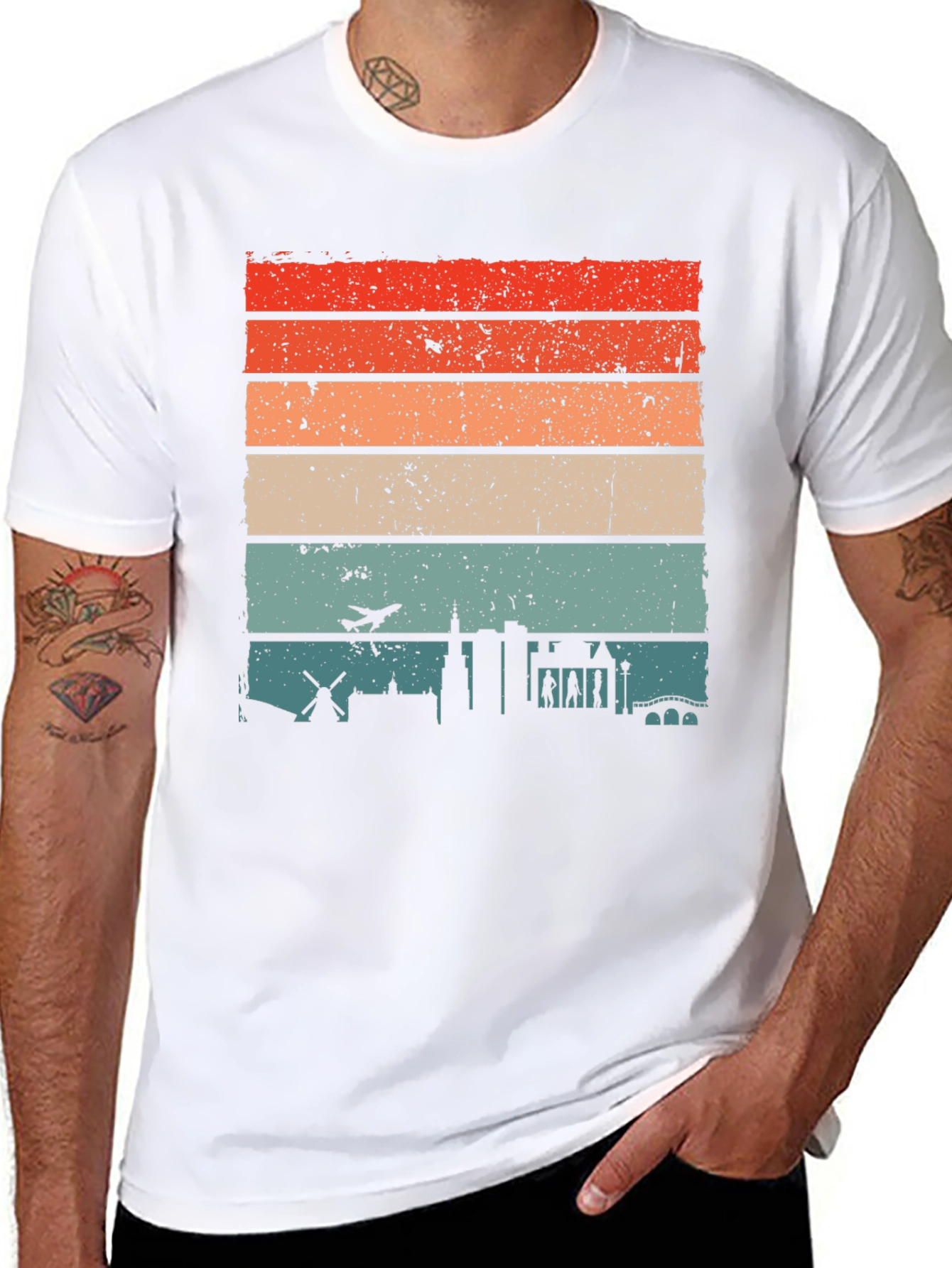 Retro Cityscape Mens T-Shirt