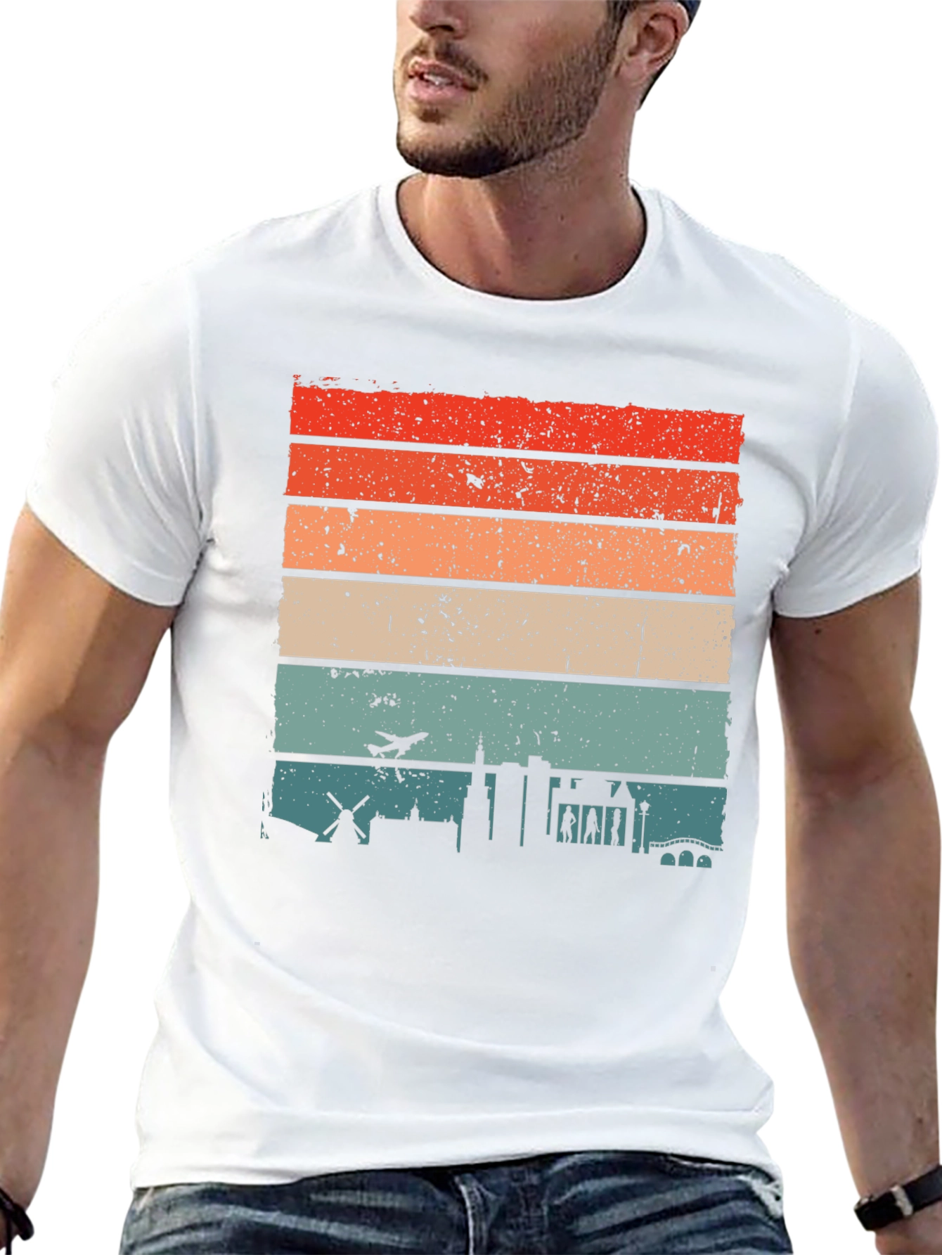 Retro Cityscape Mens T-Shirt