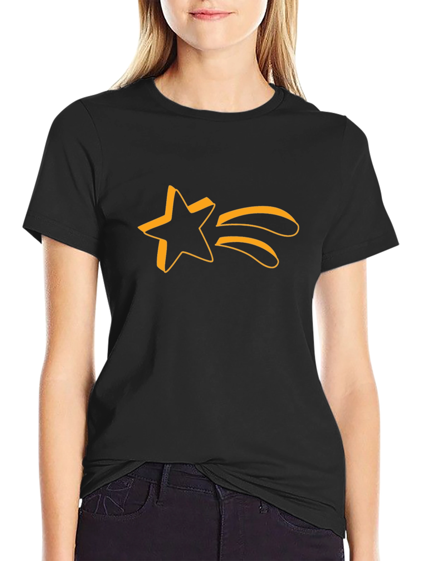 Stylish Black T-Shirt with Comet Star Graphic