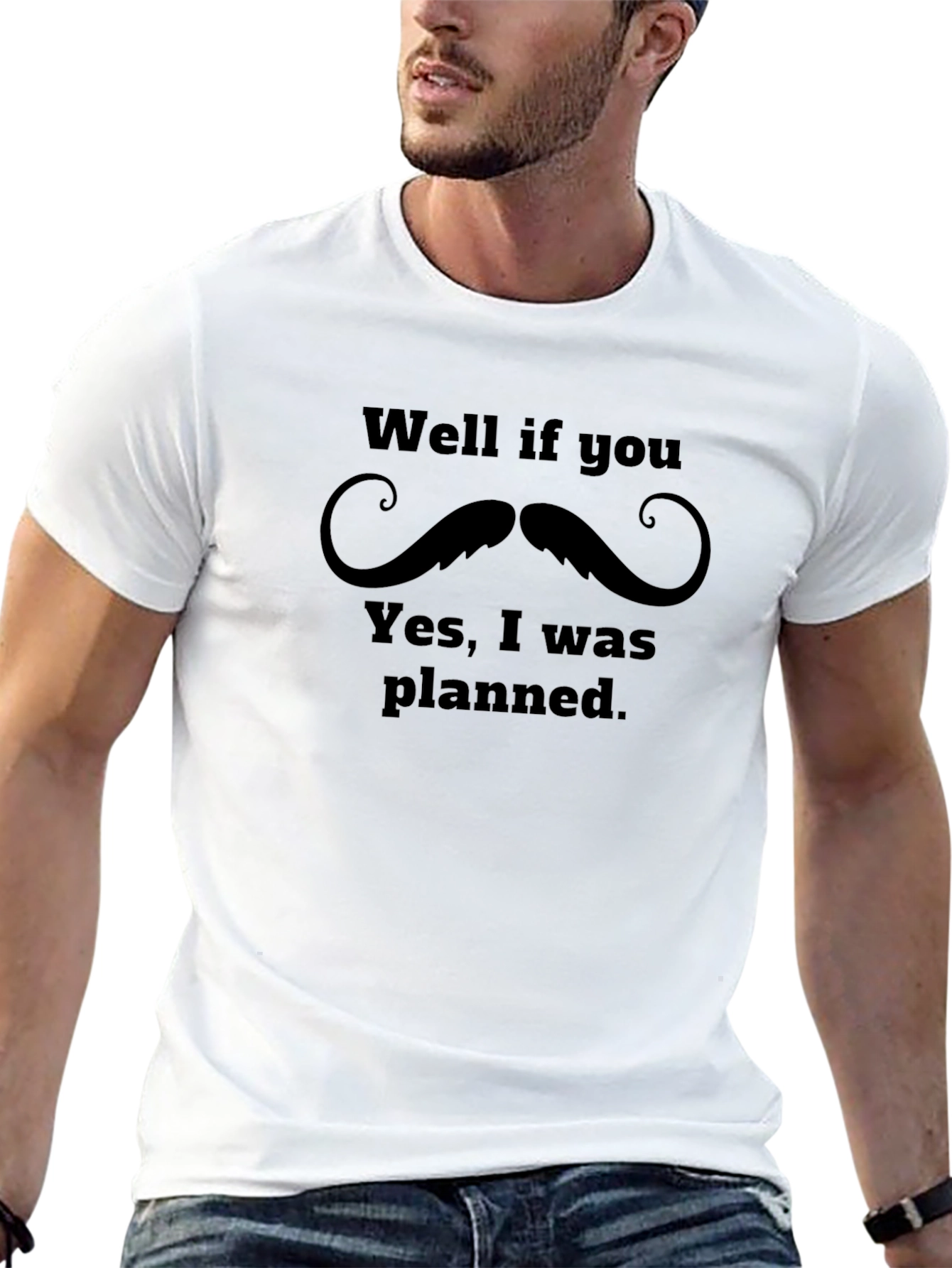 Funny Mustache Graphic Novelty T-Shirt