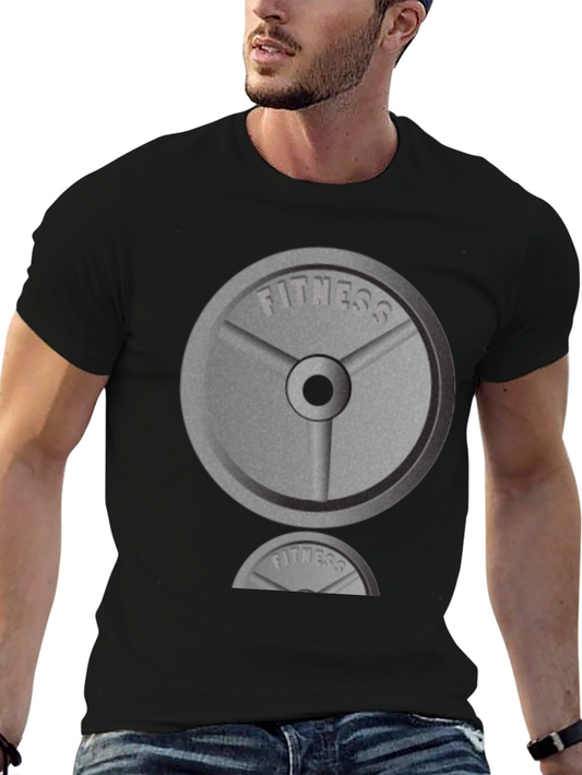 Fitness Weight Plate Graphic Tee - Gym Workout Shirt