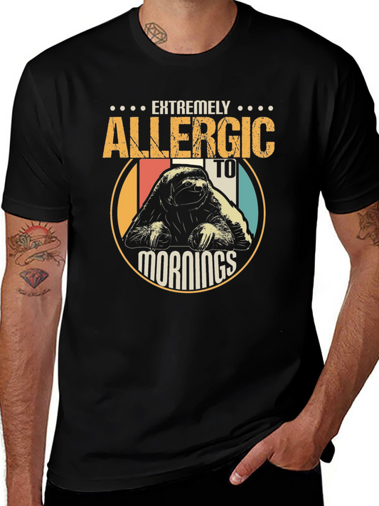Allergic to Mornings Sloth Graphic T-Shirt