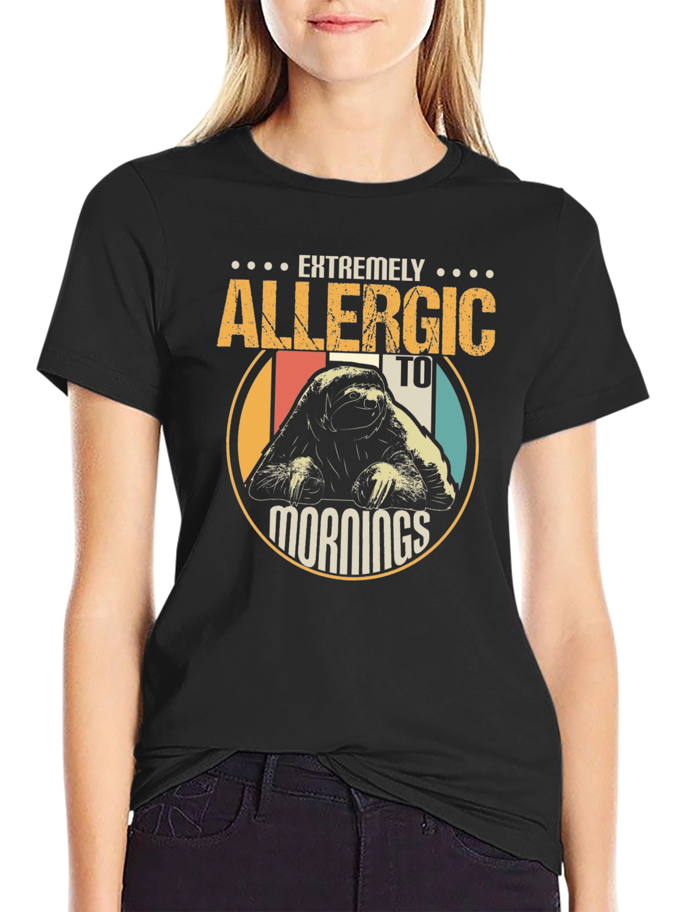 Allergic to Mornings Sloth Graphic T-Shirt