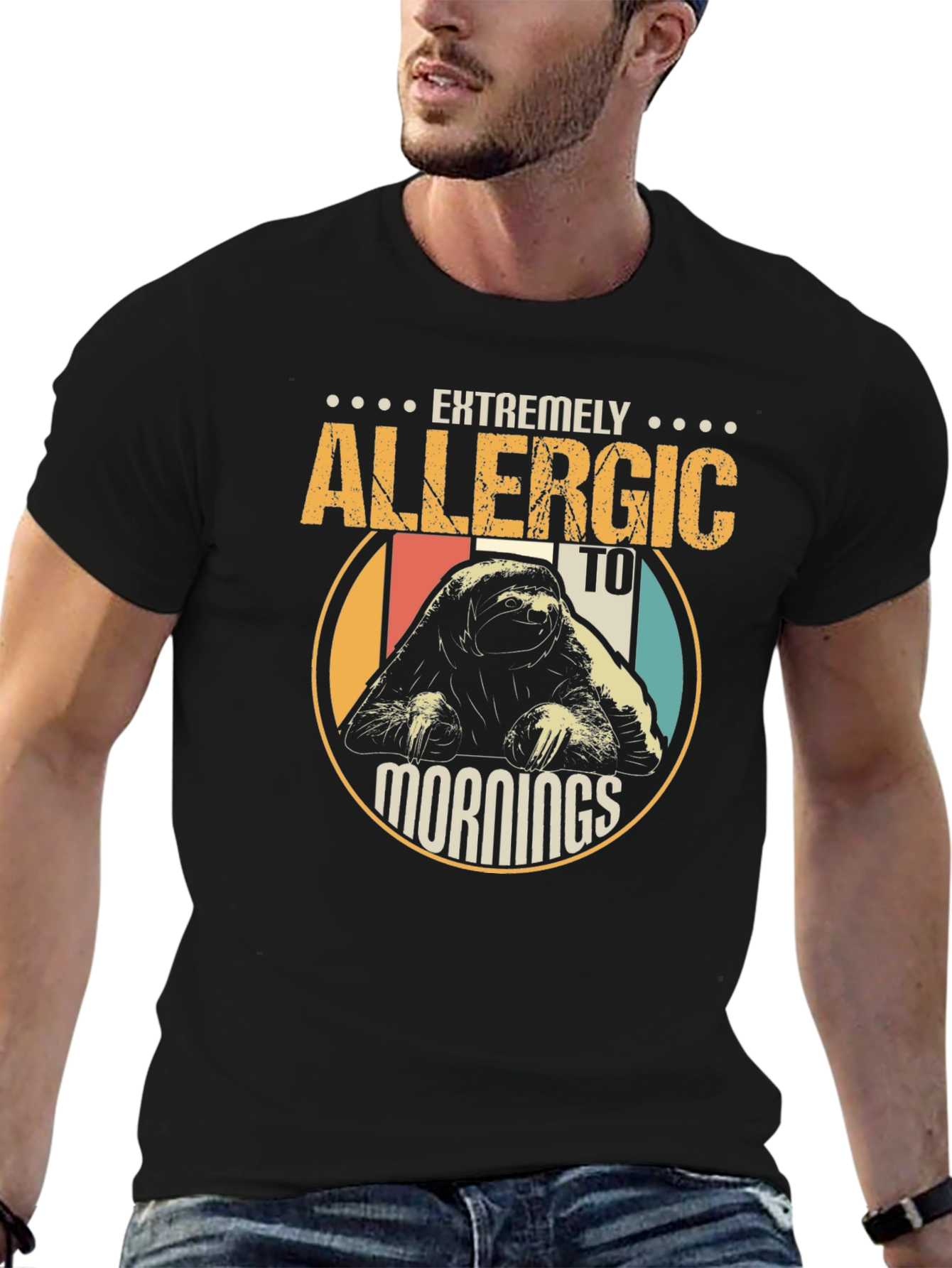 Allergic to Mornings Sloth Graphic T-Shirt
