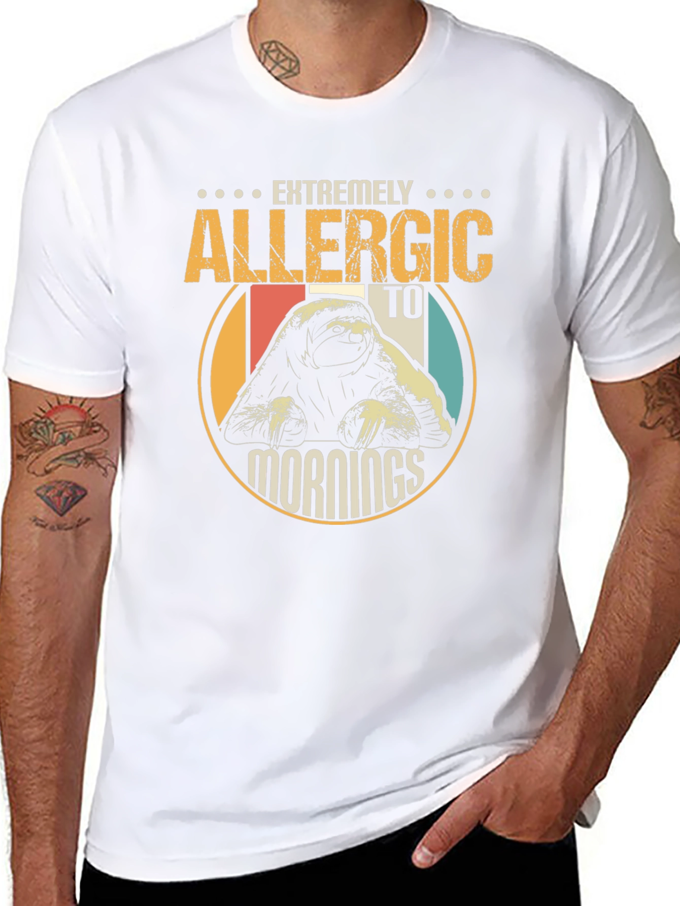 Allergic to Mornings Sloth Graphic T-Shirt