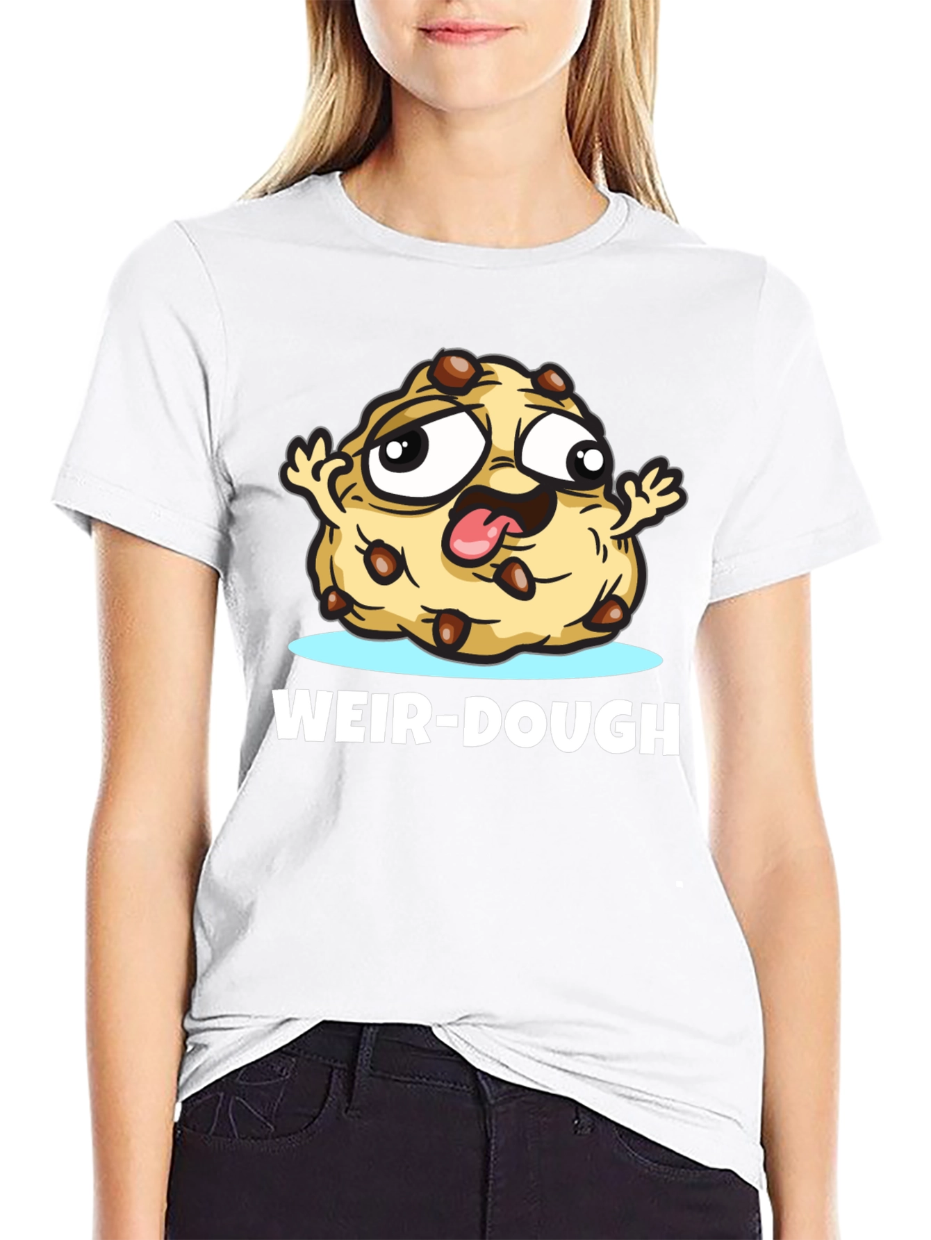 Weir-Dough Cookie Cartoon Black T-Shirt